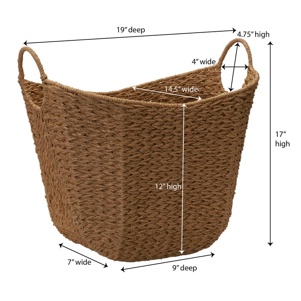 Household Essentials 17.5" Woven Paper Rope Basket with Handles