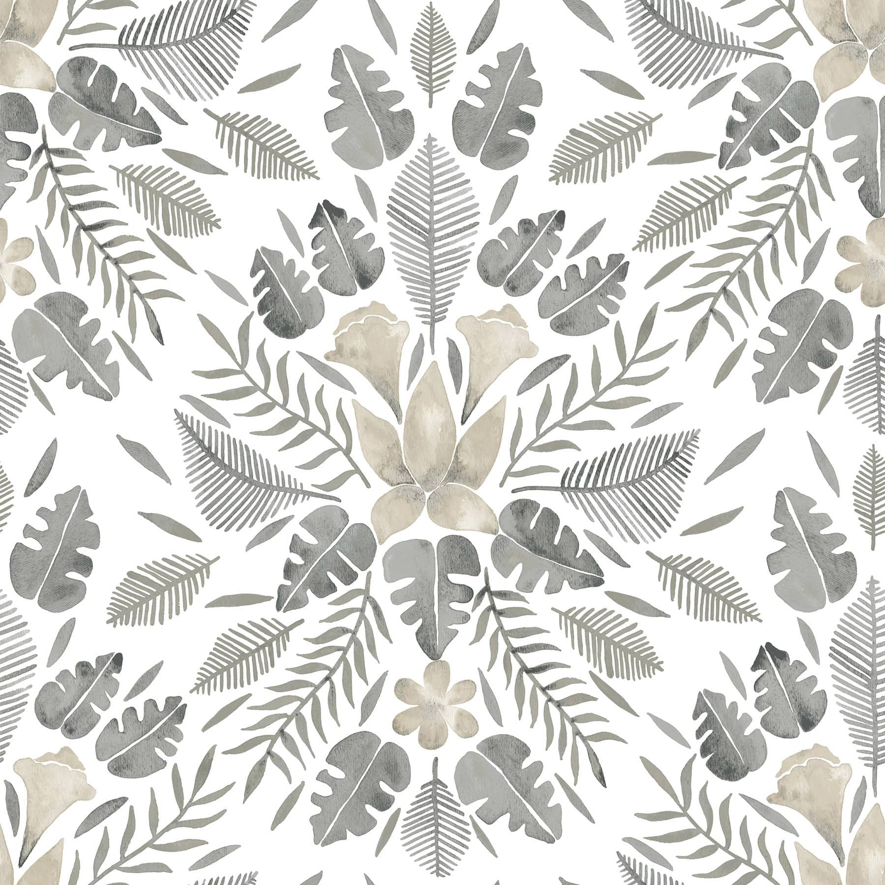 RoomMates Gray & Taupe Gray Cat Coquillette Tropical Peel & Stick Wallpaper