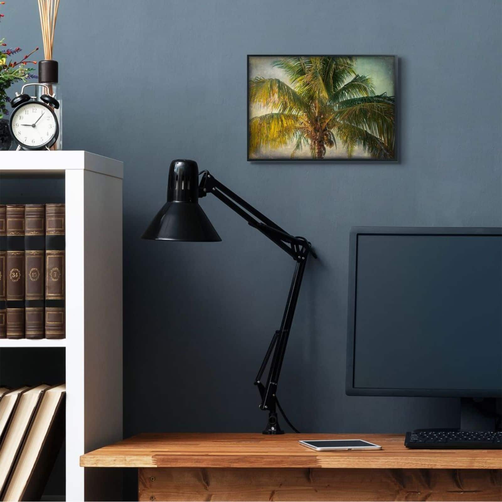 Stupell Industries Distressed Tropical Summer Palm Tree Photograph Black Framed Wall Art