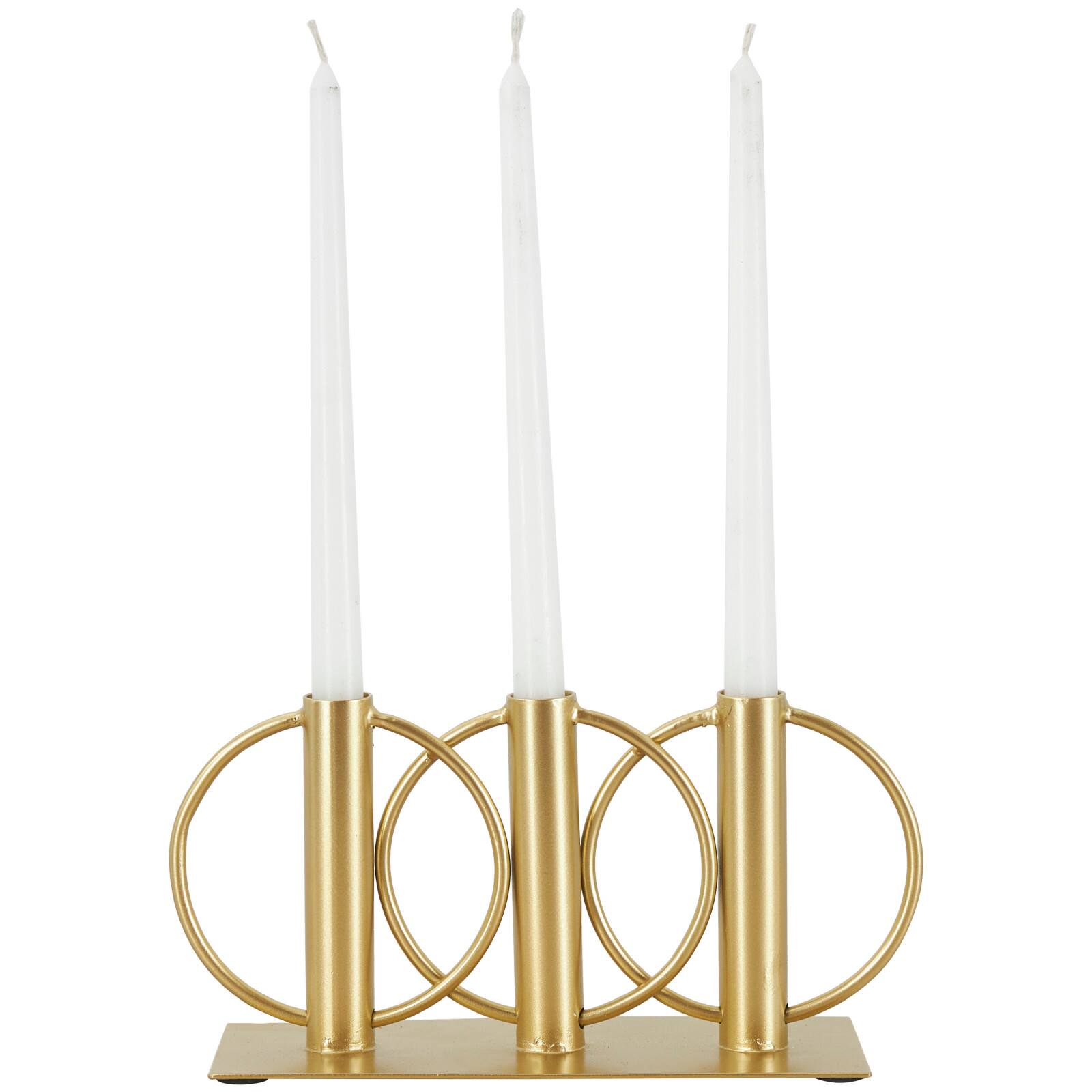 11" Gold Metal Overlapping Circular Ring Candelabra