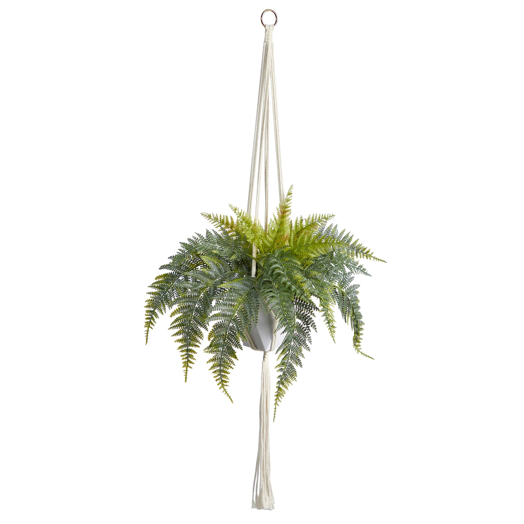 25" Fern Hanging Artificial Plant in Decorative Basket