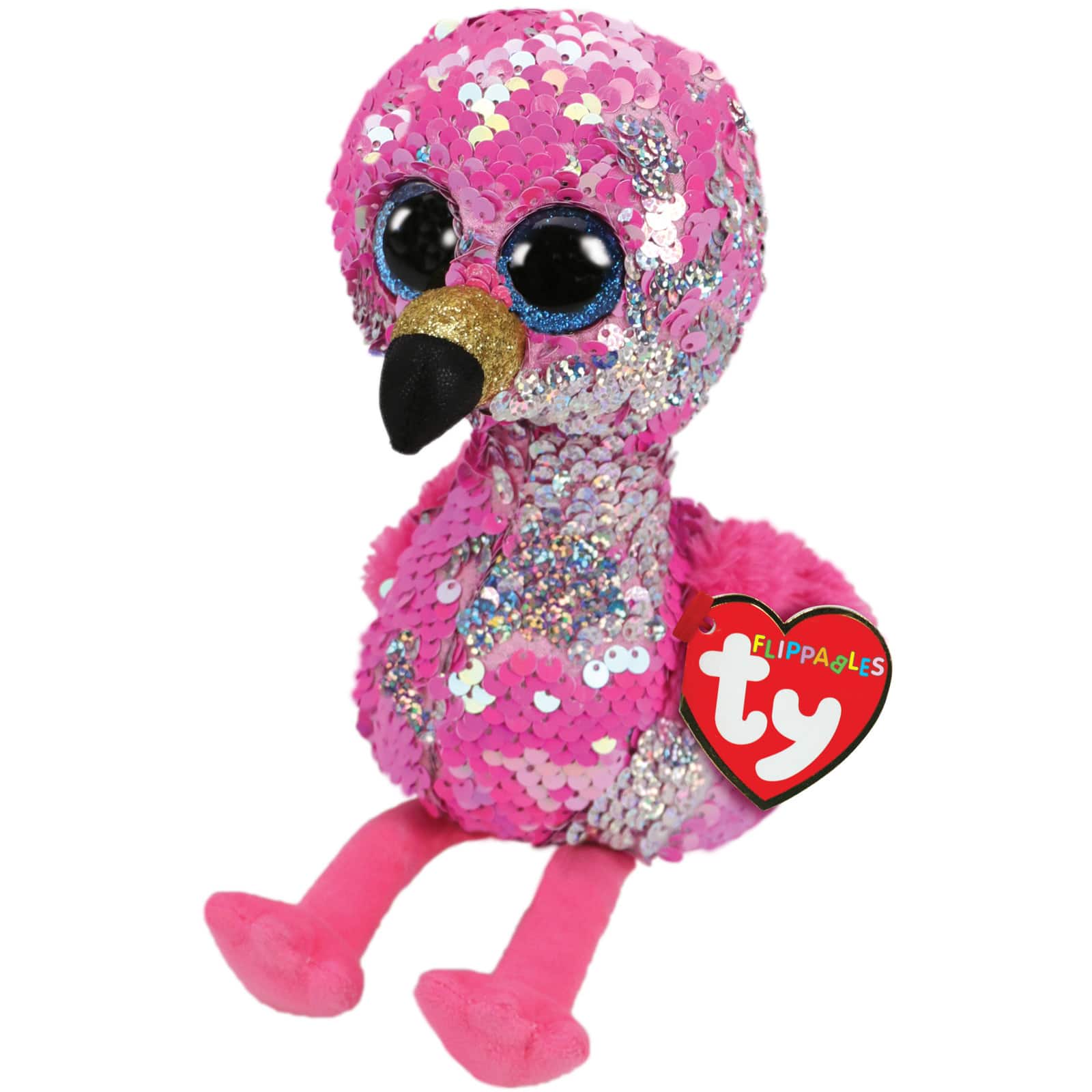 TY Flippables Pinky Flamingo Regular Size Sequins Soft Toy New With Tags TY36267 