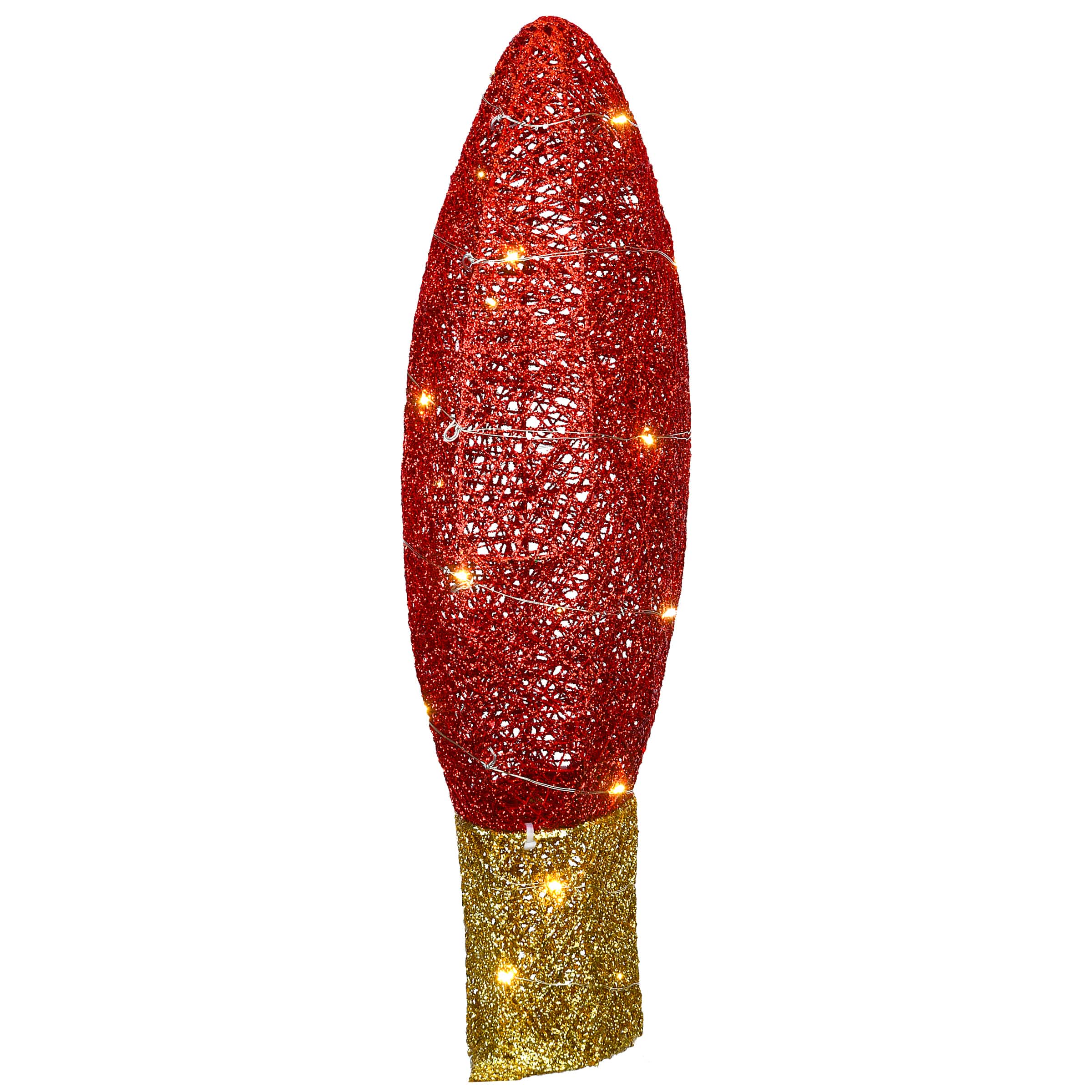 20&#x22; Pre-Lit LED Red Christmas Light Bulb Decoration