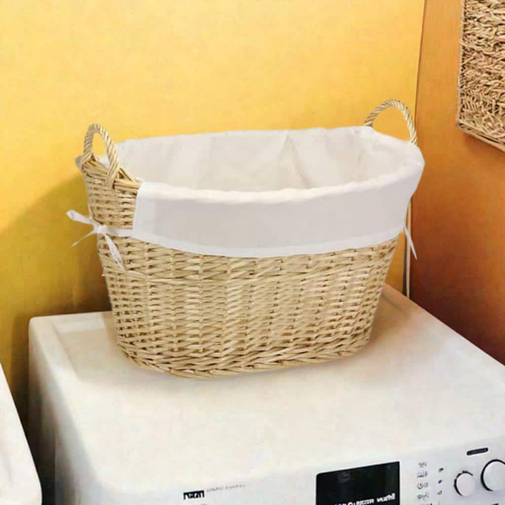 Household Essentials Natural Wicker Lined Laundry Basket