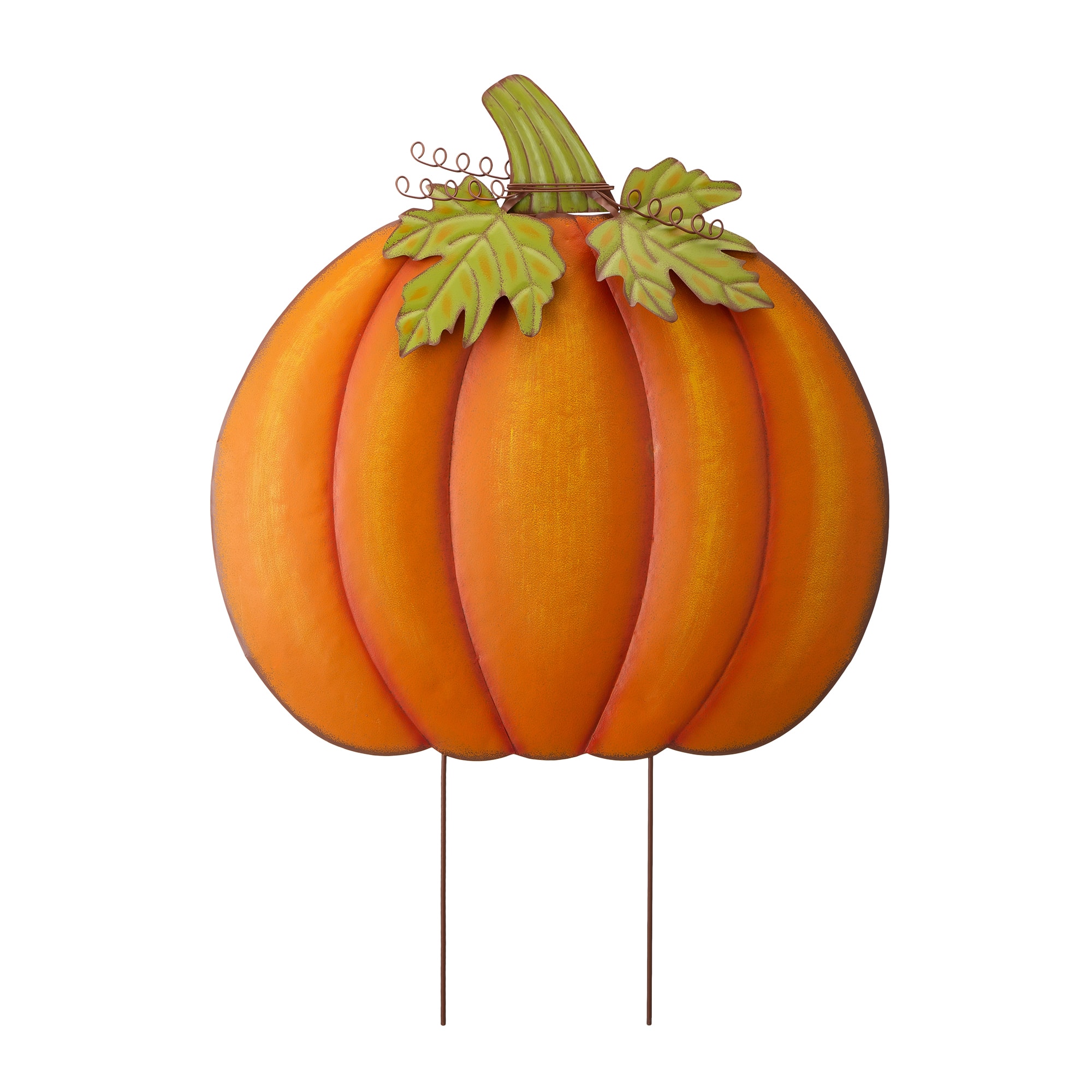 Glitzhome&#xAE; 39&#x22; Fall Pumpkin Metal Yard Stake or Standing D&#xE9;cor