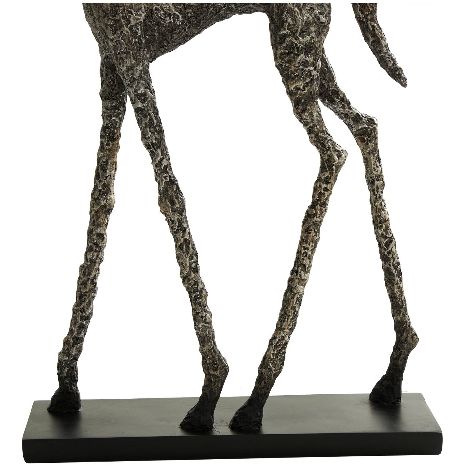 16.5" Bronze Polystone Horse Textured Slim Frame Sculpture with Silver Accents