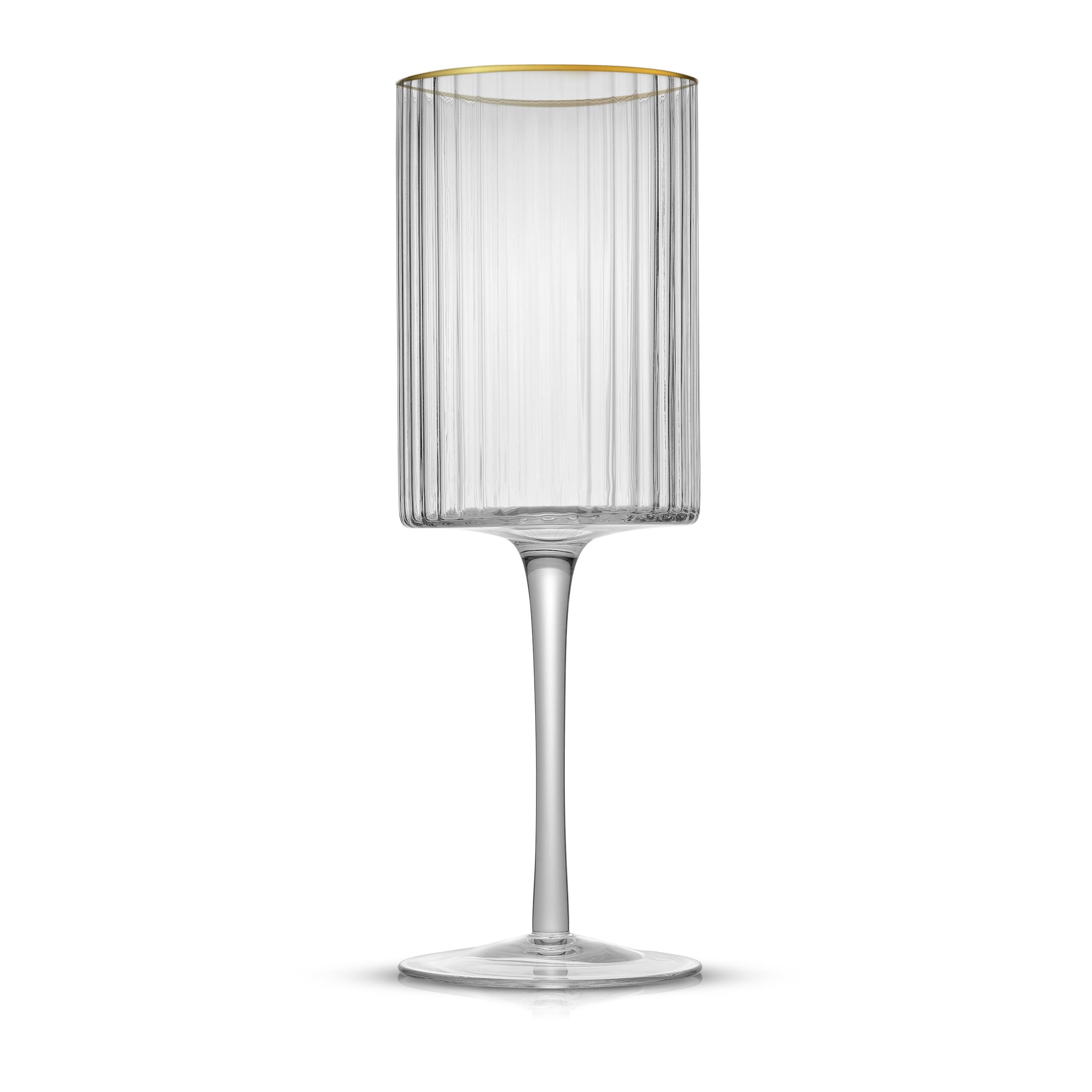 JoyJolt® Christian Siriano 17.5oz. Optic Gold Rim Red Wine Glasses, 4ct.