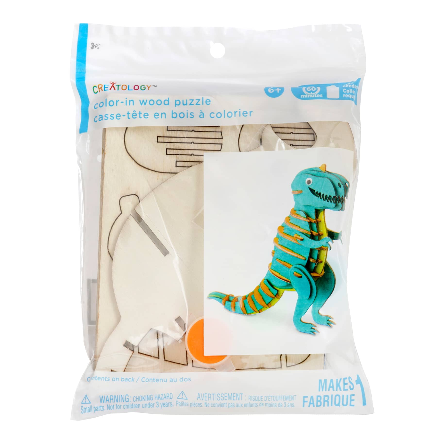 T-Rex Color-In 3D Wood Puzzle by Creatology&#x2122;