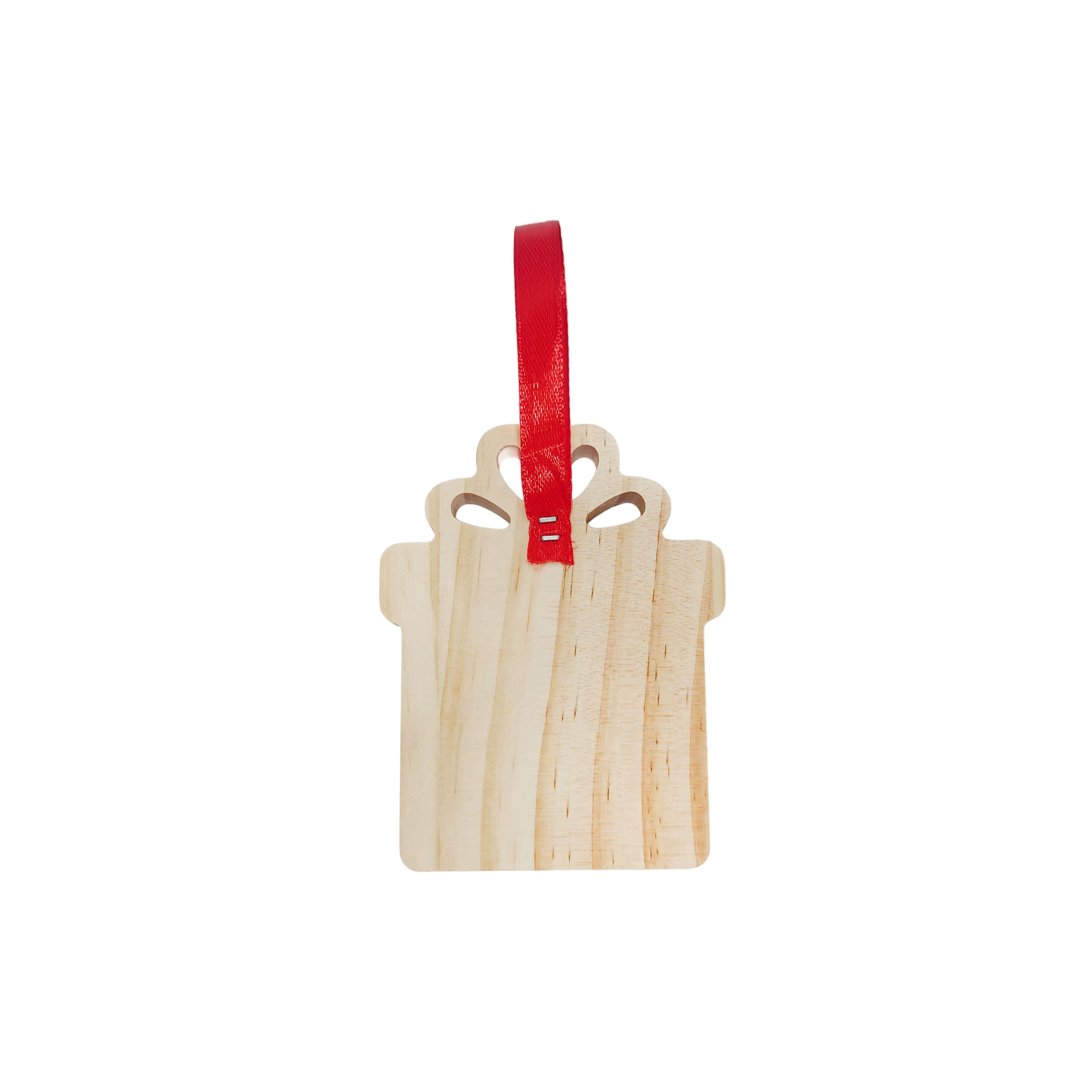 4.5&#x22; DIY Pinewood Gift Box Ornament by Make Market&#xAE;
