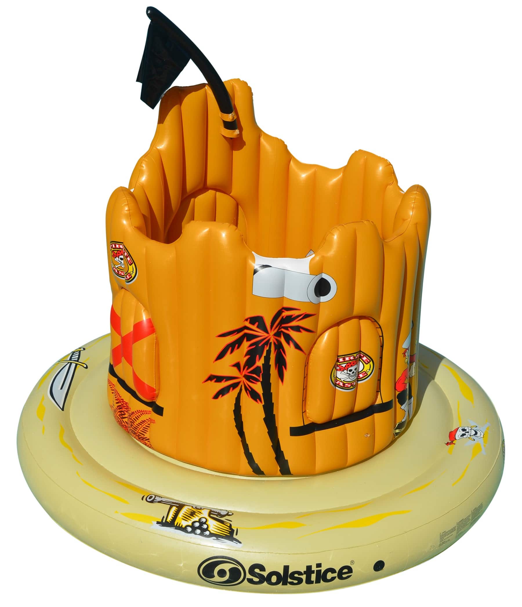 Swim Central 6.8ft. Inflatable Orange Pirate Castle Adventure Swimming Float