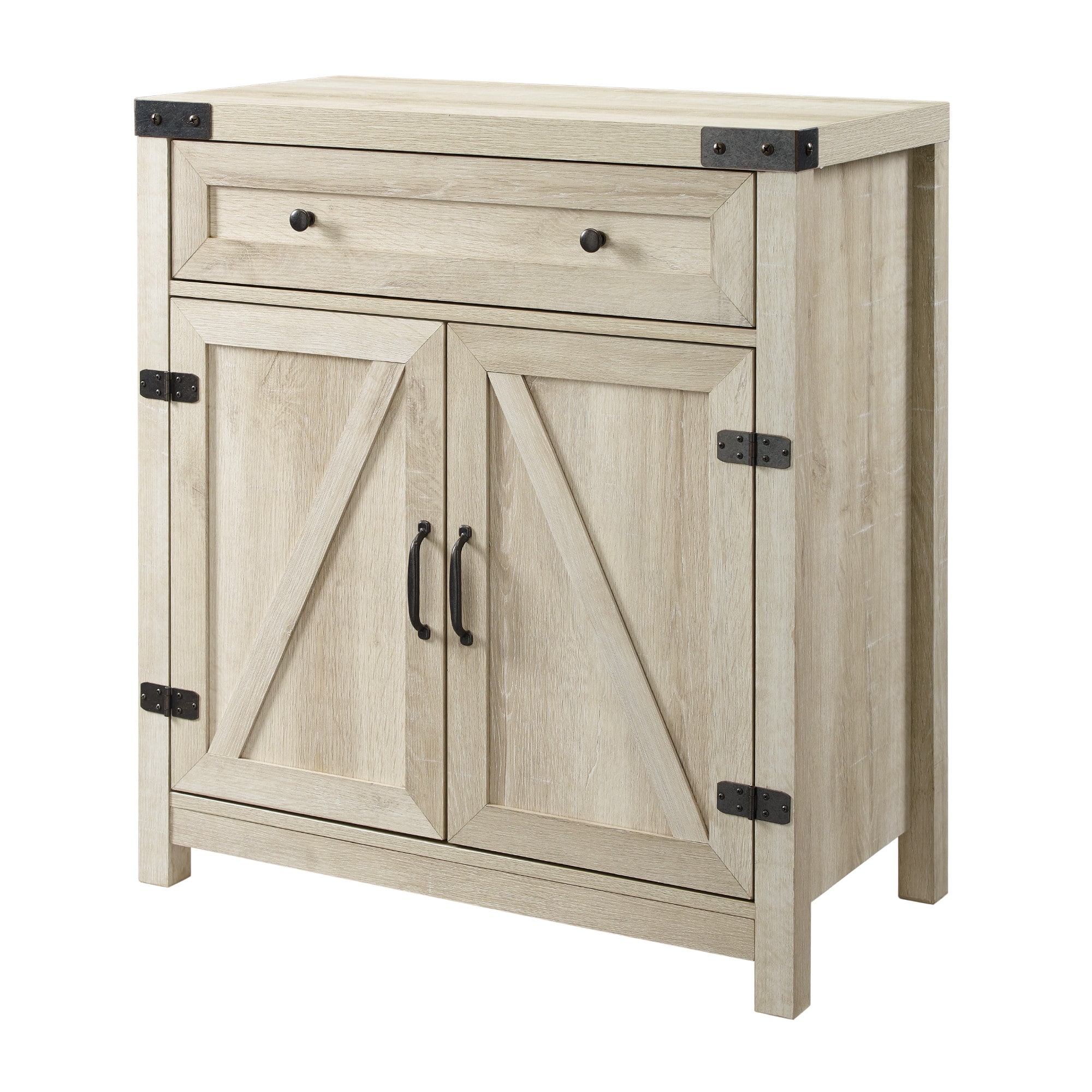 Walker Edison White Oak Farmhouse Barn Door Accent Cabinet