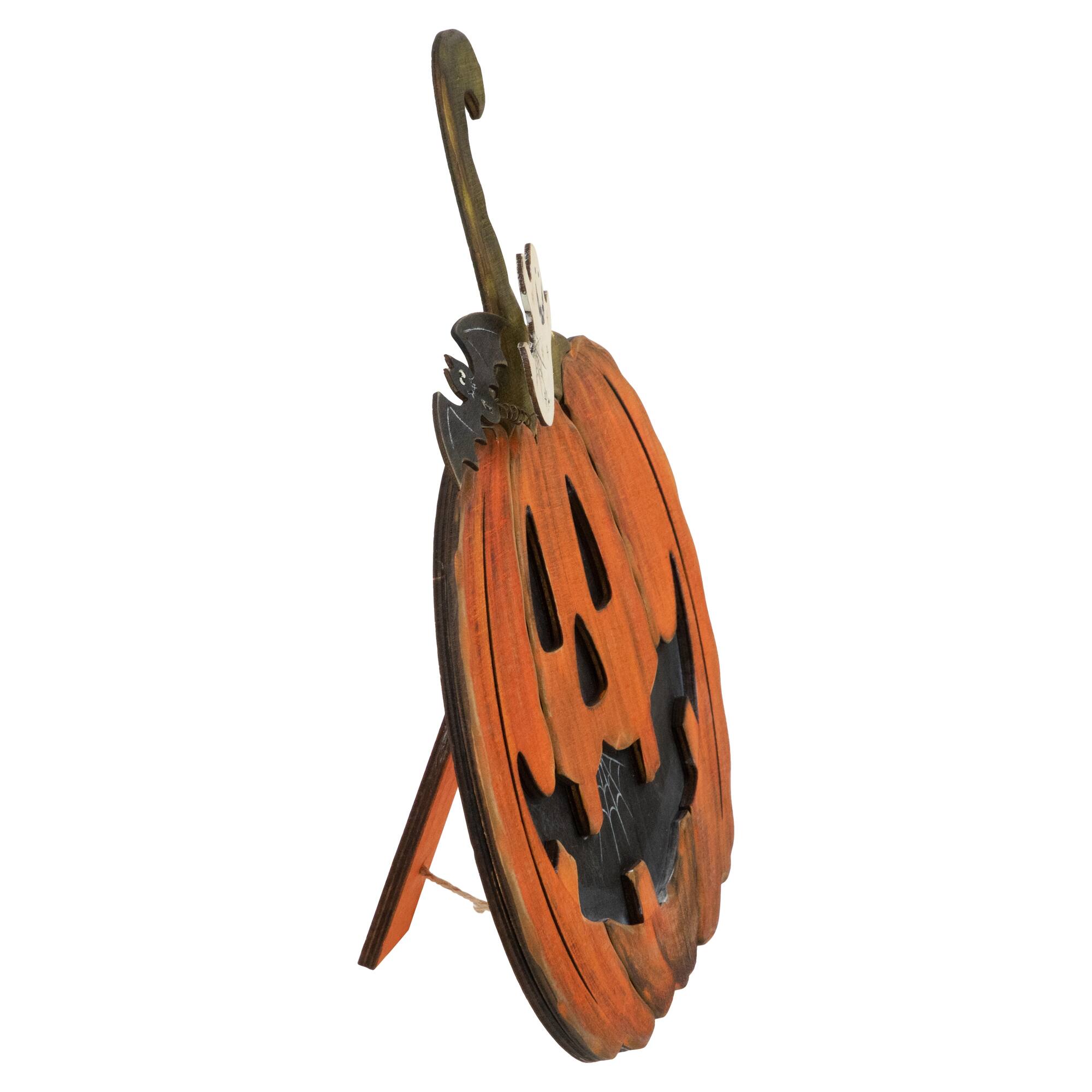 13&#x22; Jack-O-Lantern with Ghost &#x26; Bat Halloween Decoration