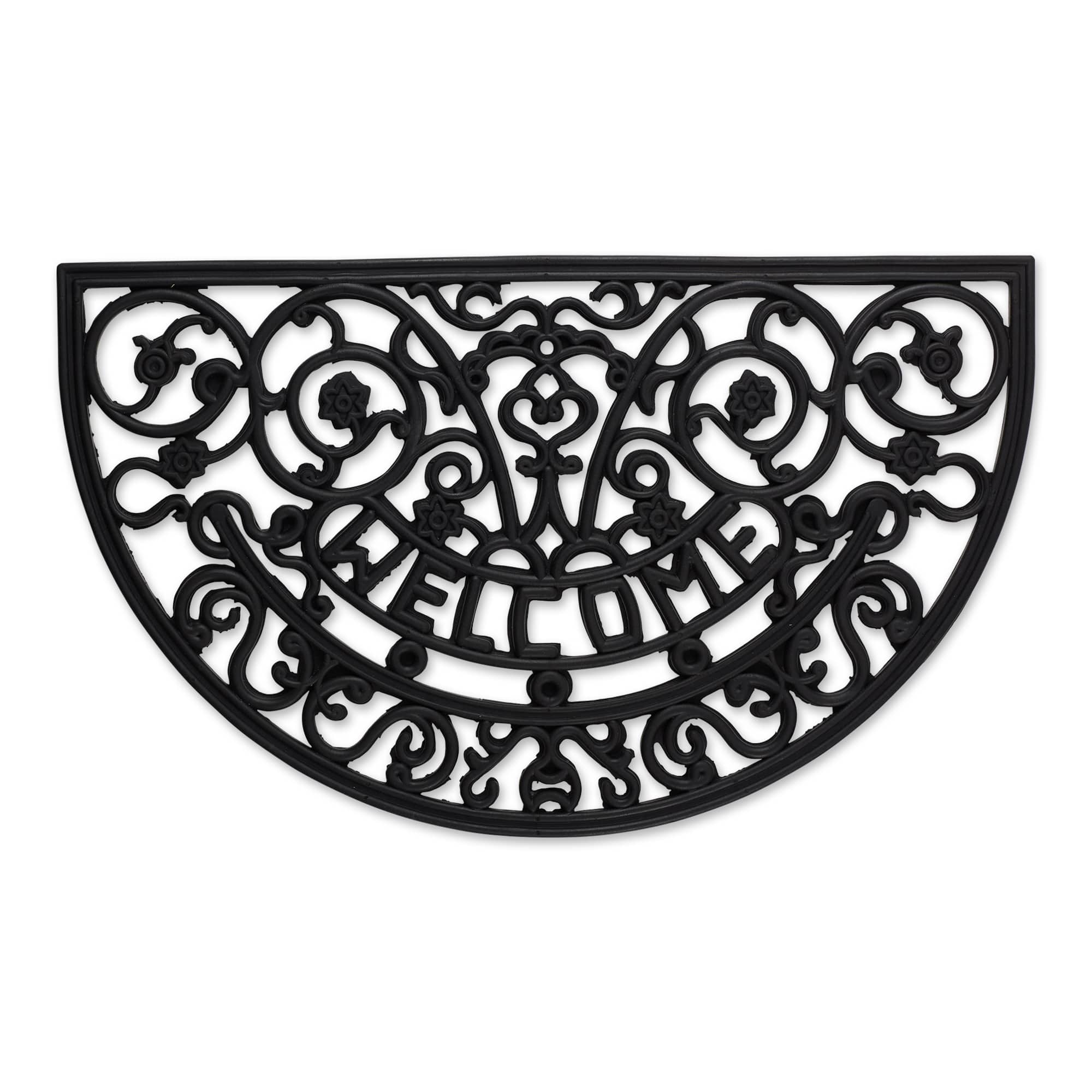 DII® Welcome Scroll Half Moon Rubber Doormat