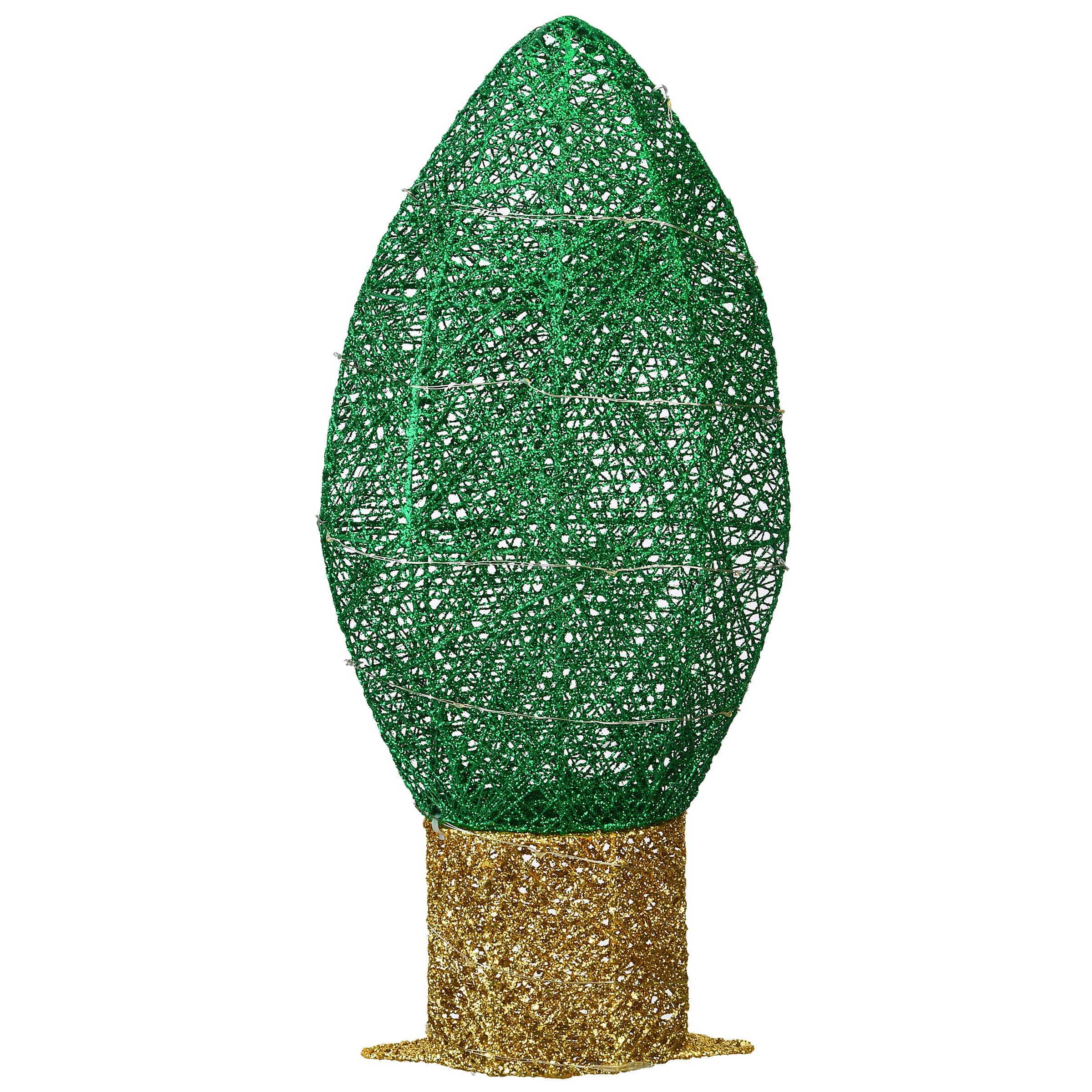 20" Pre-Lit Green Christmas Light Bulb Decoration