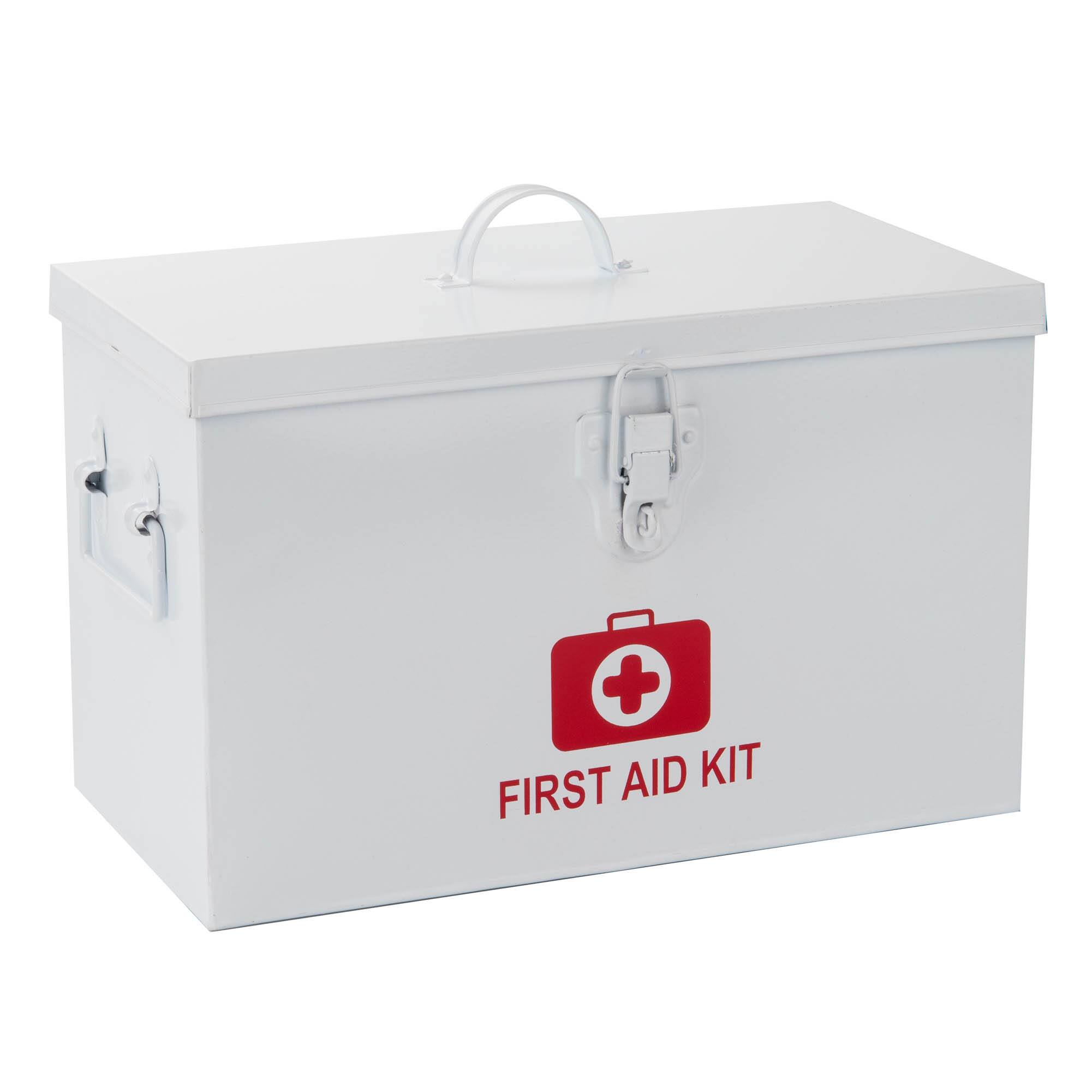 Mind Reader White Large First Aid Kit Box With Detachable Tray & Top