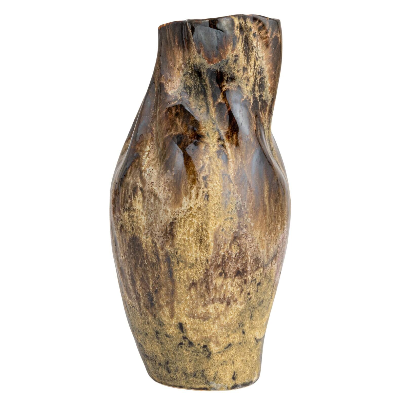 Hello Honey&#xAE; 10.5&#x22; Multicolor Hand-Painted Stoneware Organic Vase with Reactive Glaze