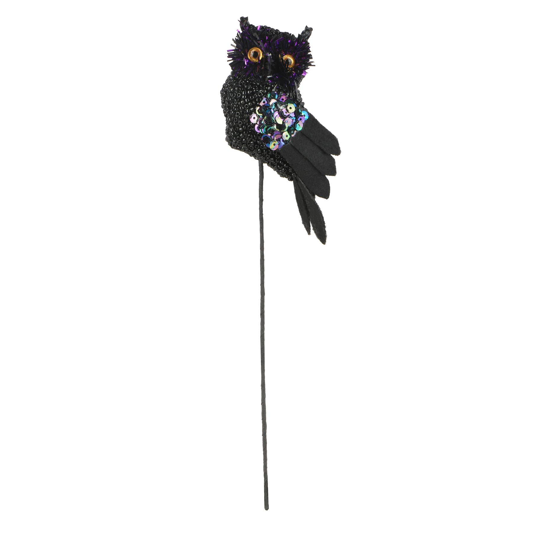 11.75" Black Iridescent Owl Pick by Ashland®