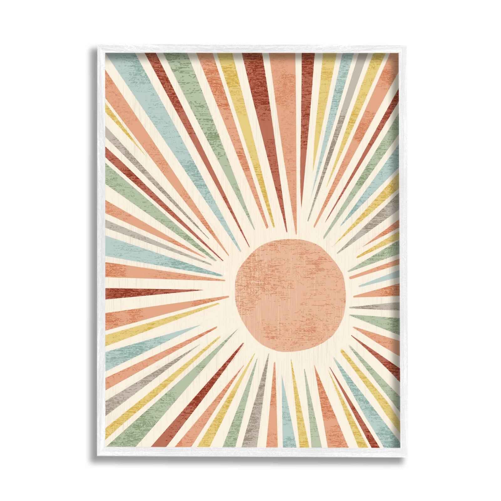 Stupell Industries Children's Bold Summer Sun Warm Tone Abstract Rays Framed Wall Art