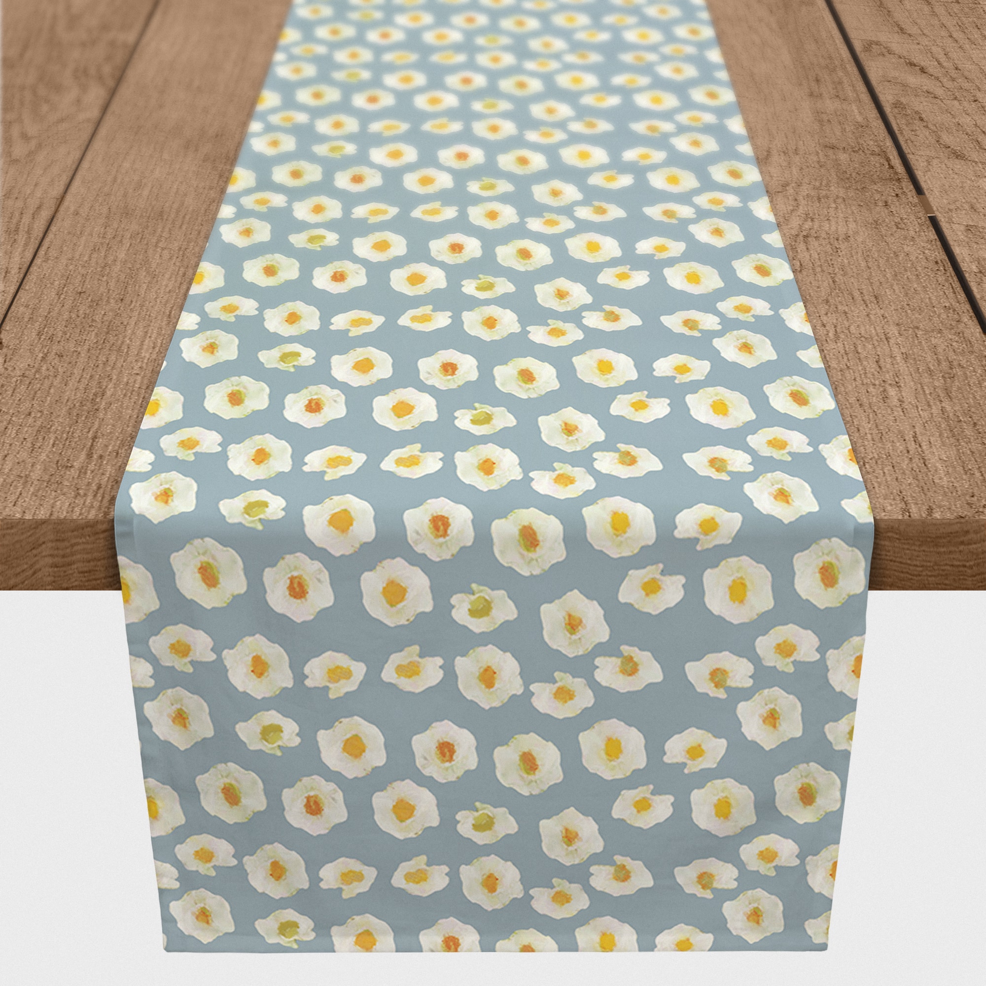 Daisies On Blue Outdoor Table Runner