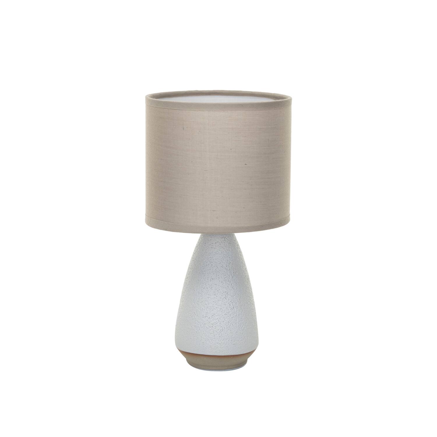 Hello Honey&#xAE; 10.75&#x22; White Speckled Stoneware Table Lamp with Linen Shade