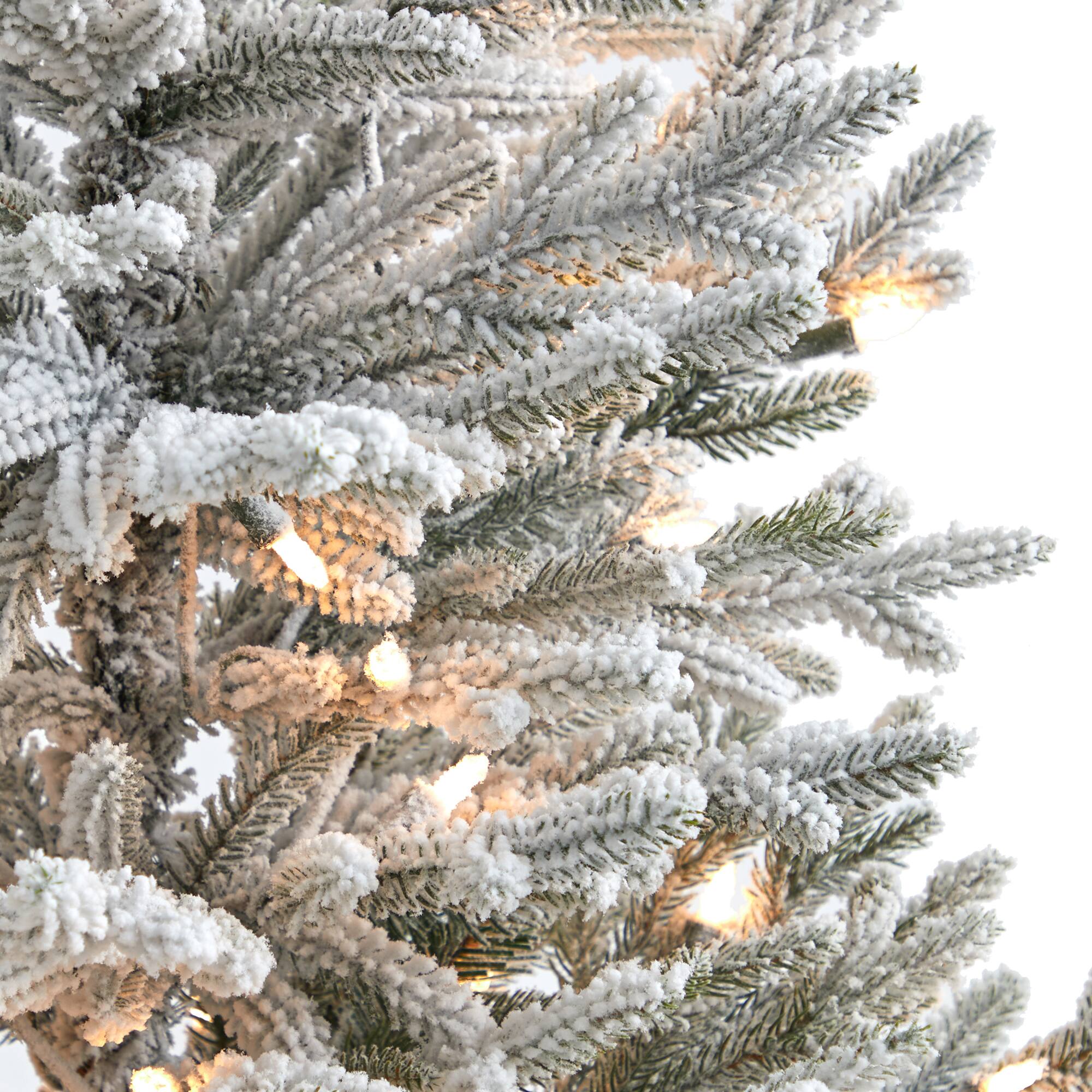 3ft. Pre-Lit Flocked Fraser Fir Artificial Christmas Tree with Warm White LED Lights