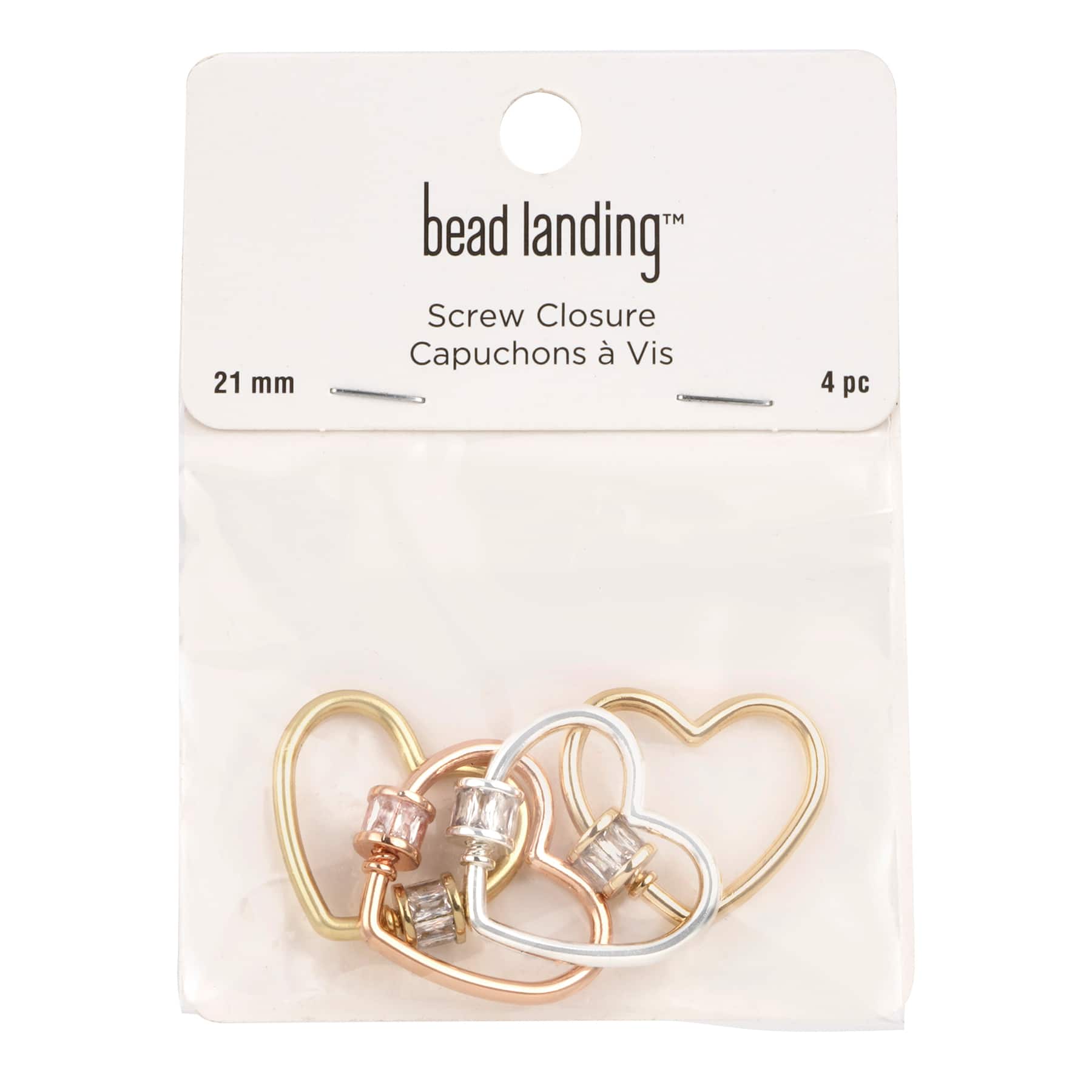 6 Packs: 4 ct. (24 total) 21mm Mixed Heart-Shaped Screw Closures by Bead Landing™