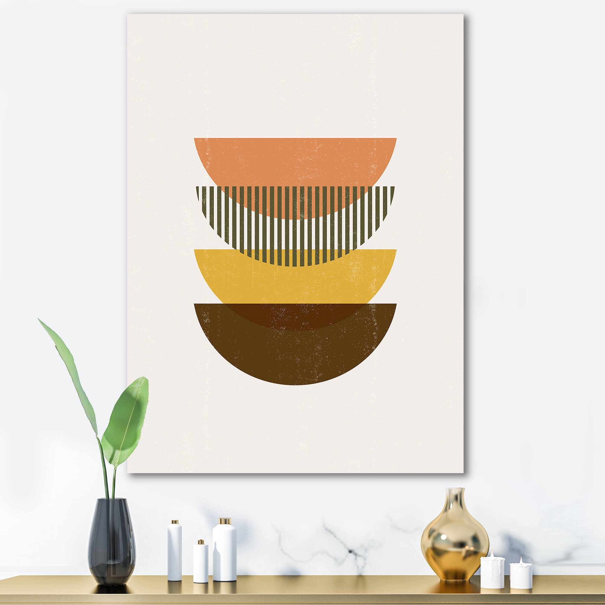 Designart - Abstract Geometric Half Moons In Earth Tones