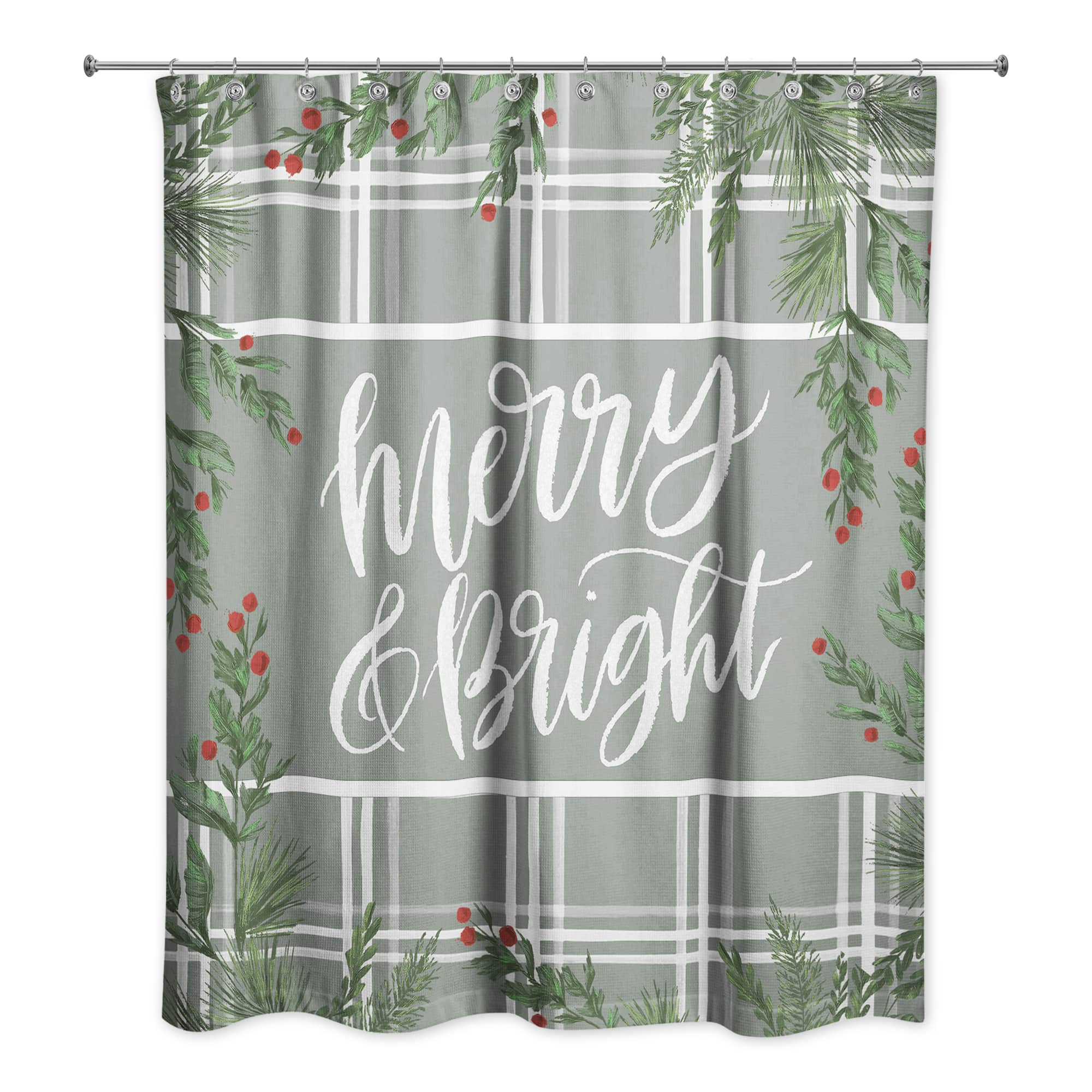 Merry &#x26; Bright Greenery Shower Curtain