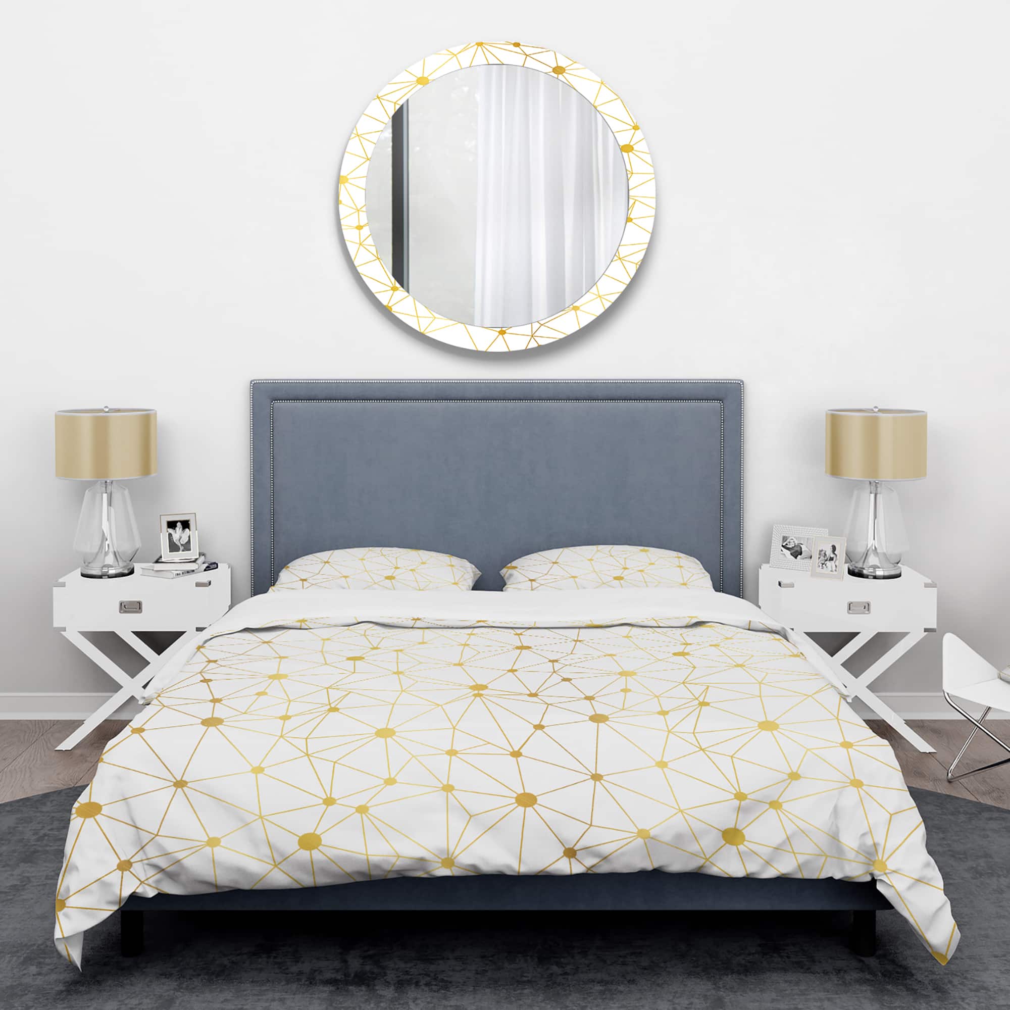 Designart &#x27;Golden Grid I&#x27; Mid-Century Duvet Cover Set