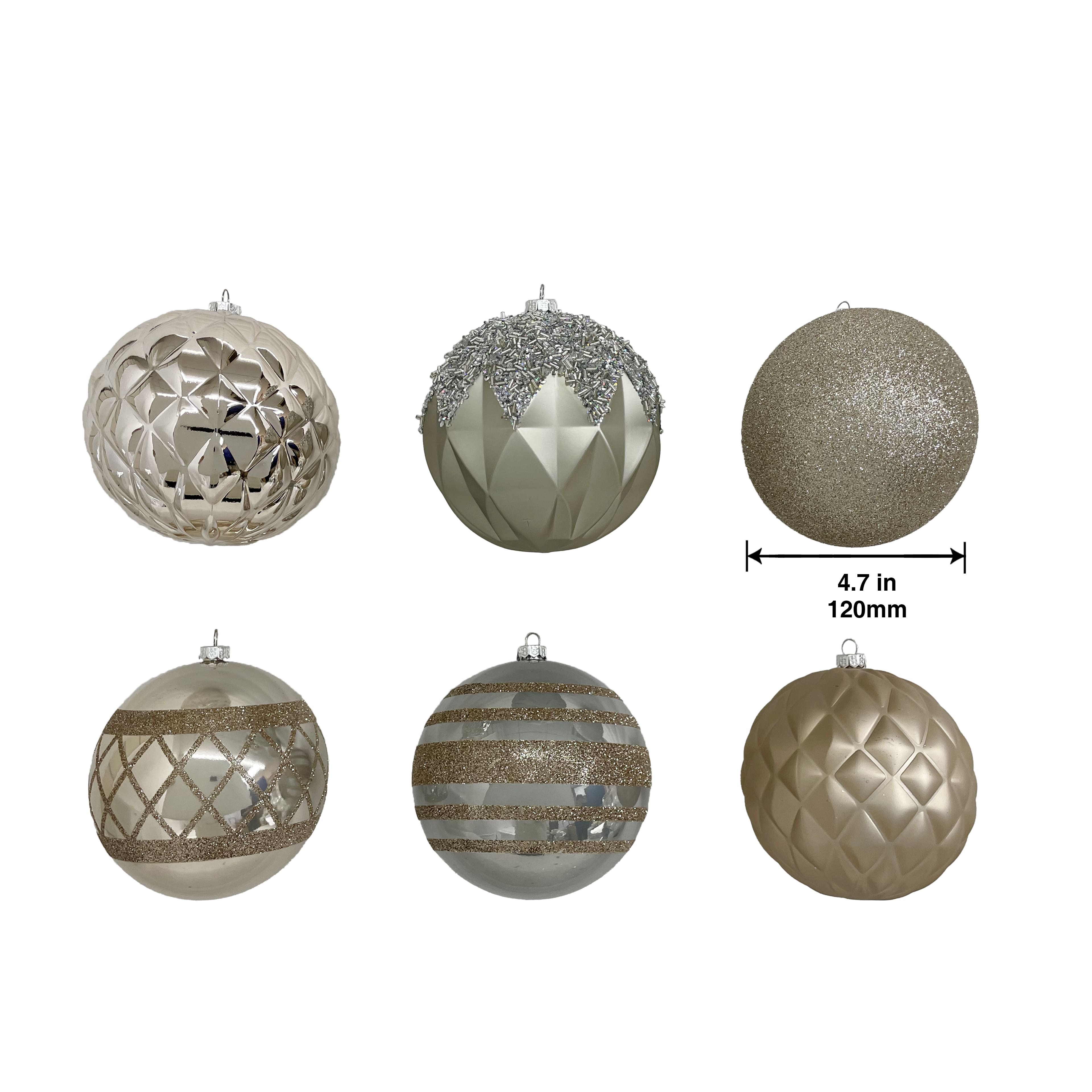 6 Pack 4.75&#x22; Champagne Shatterproof Ball Ornaments by Ashland&#xAE;