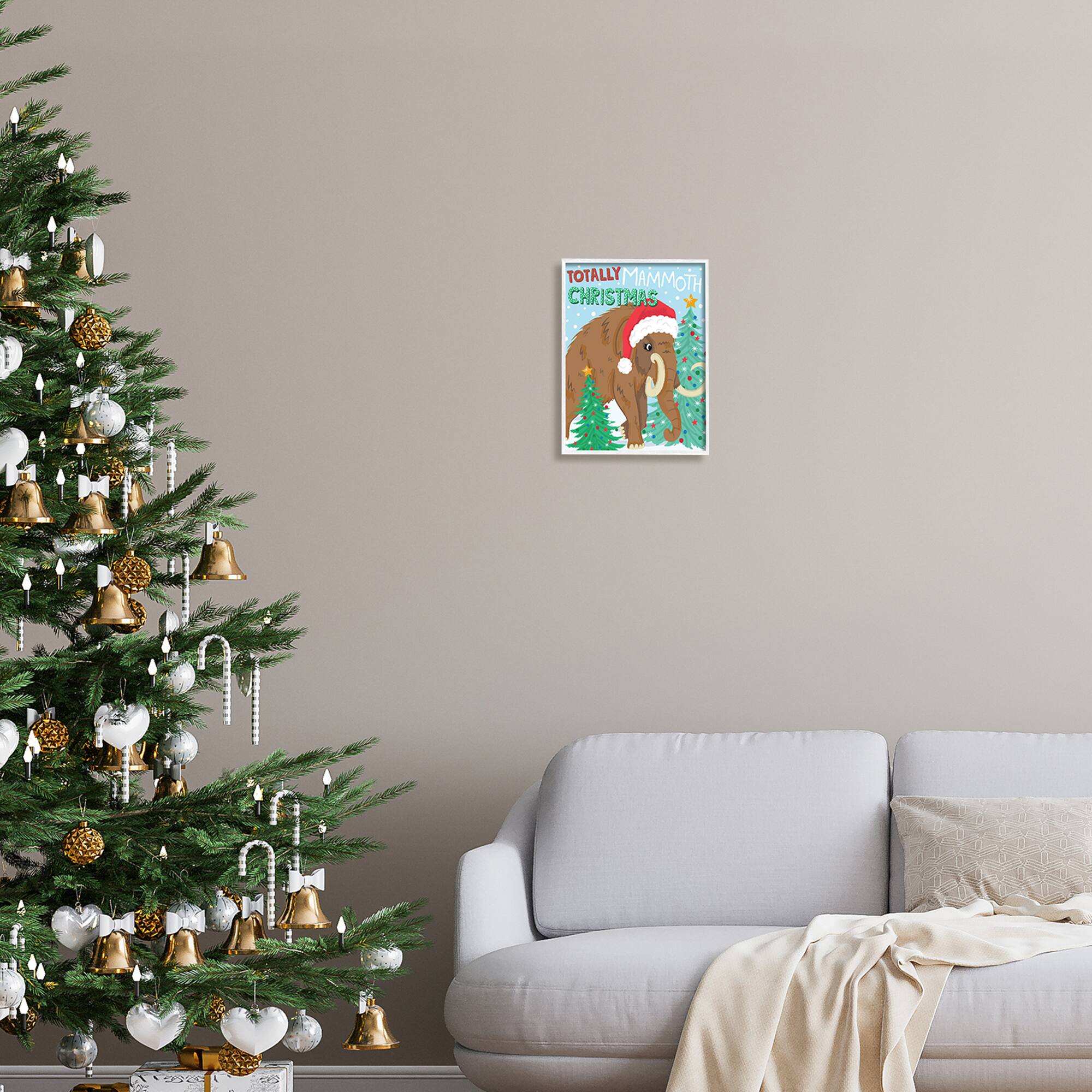 Stupell Industries Totally Mammoth Christmas Scene Framed Giclee Art
