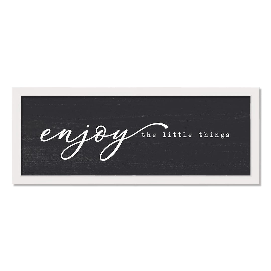 Enjoy The Little Things 37.63" x 13.63" White Framed Canvas