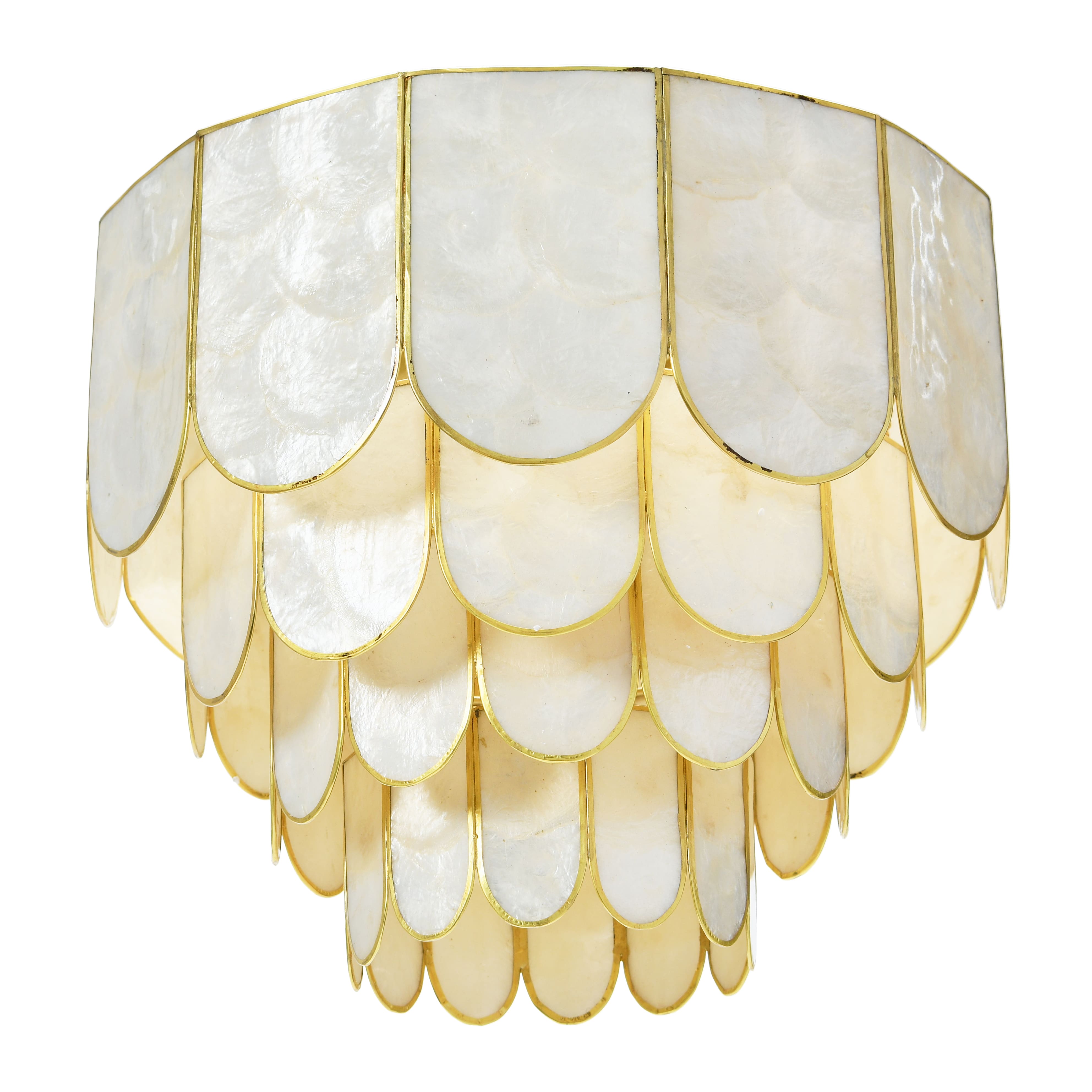 Hello Honey® 14" Round 4-Tier Capiz & Metal Flush Mount Ceiling Light