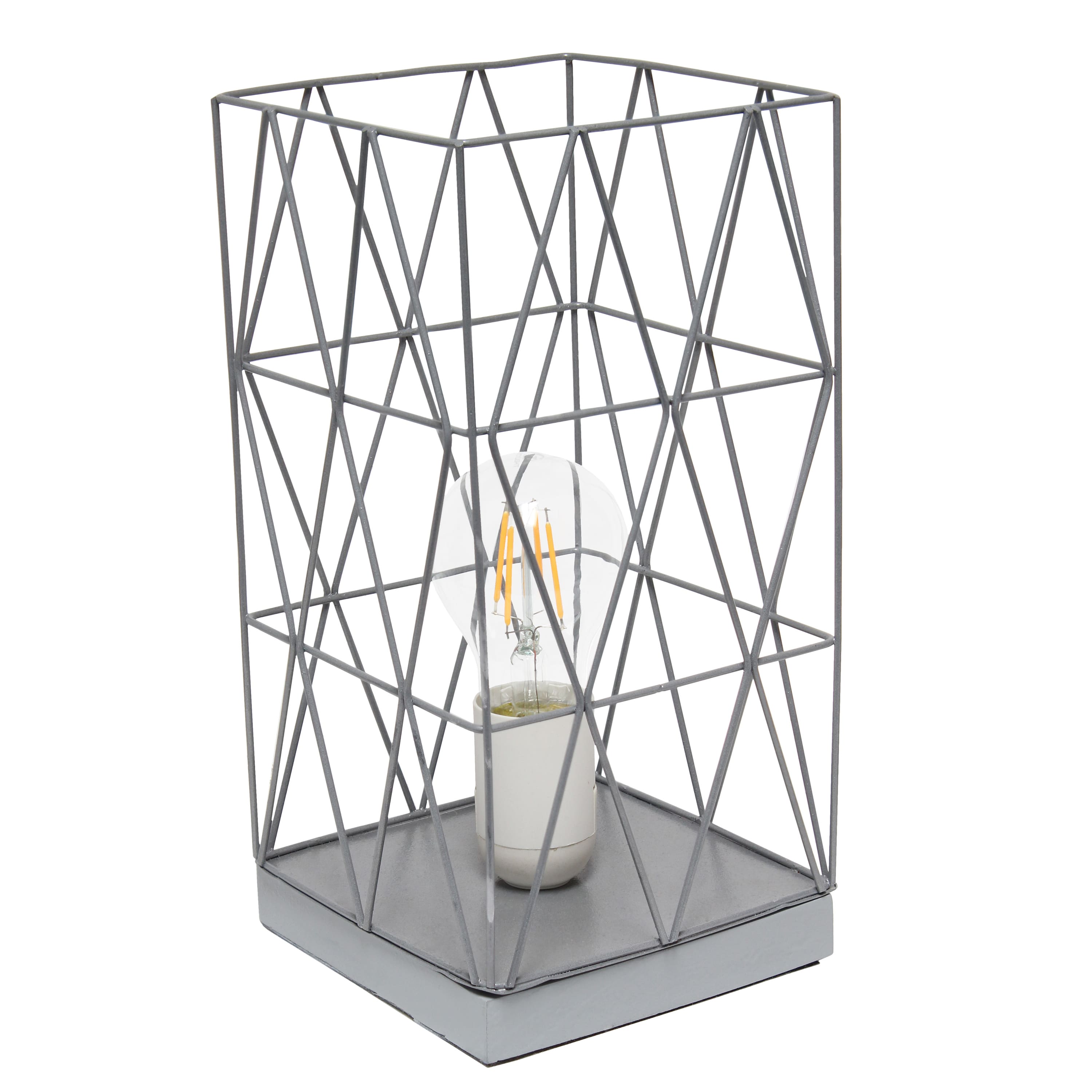 Simple Designs 10" Geometric Square Metal Table Lamp