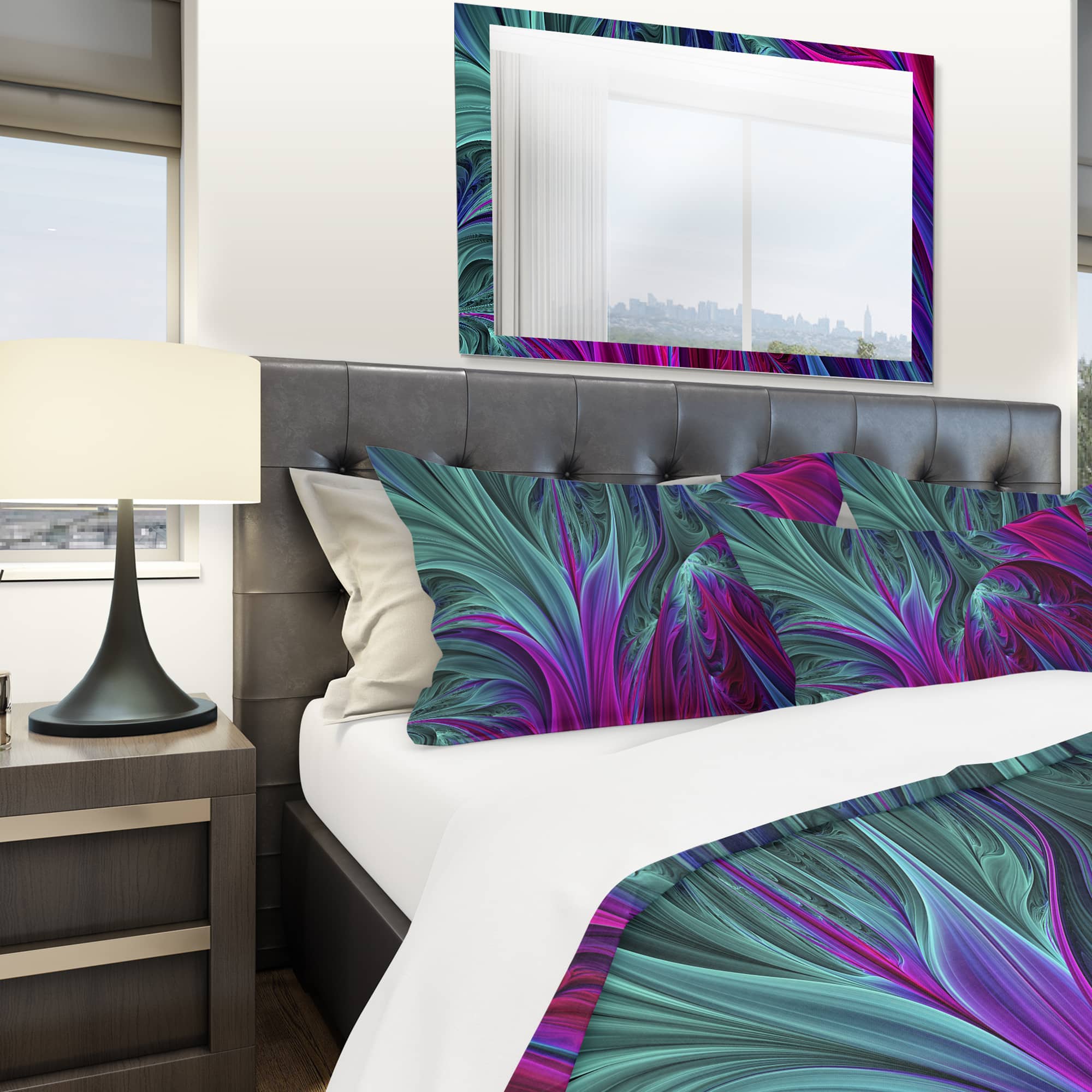 Designart &#x27;Purple and Green Jungle&#x27; Modern &#x26; Contemporary Bedding Set - Duvet Cover &#x26; Shams