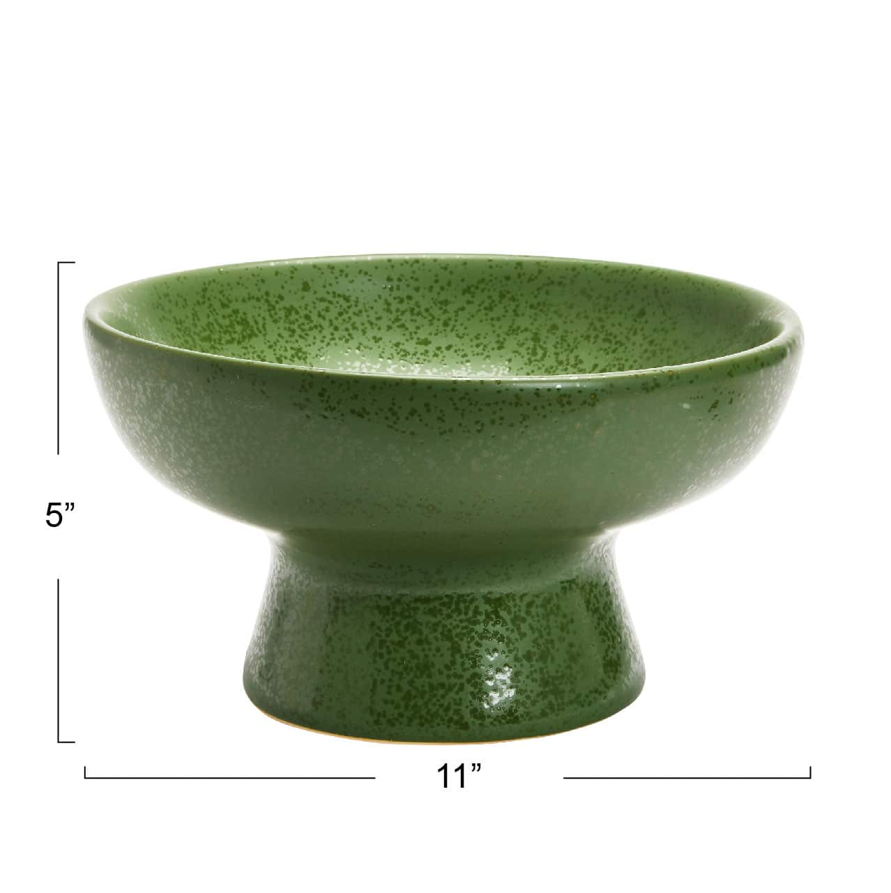 Matte Green Reactive Glaze Stoneware Footed Bowl