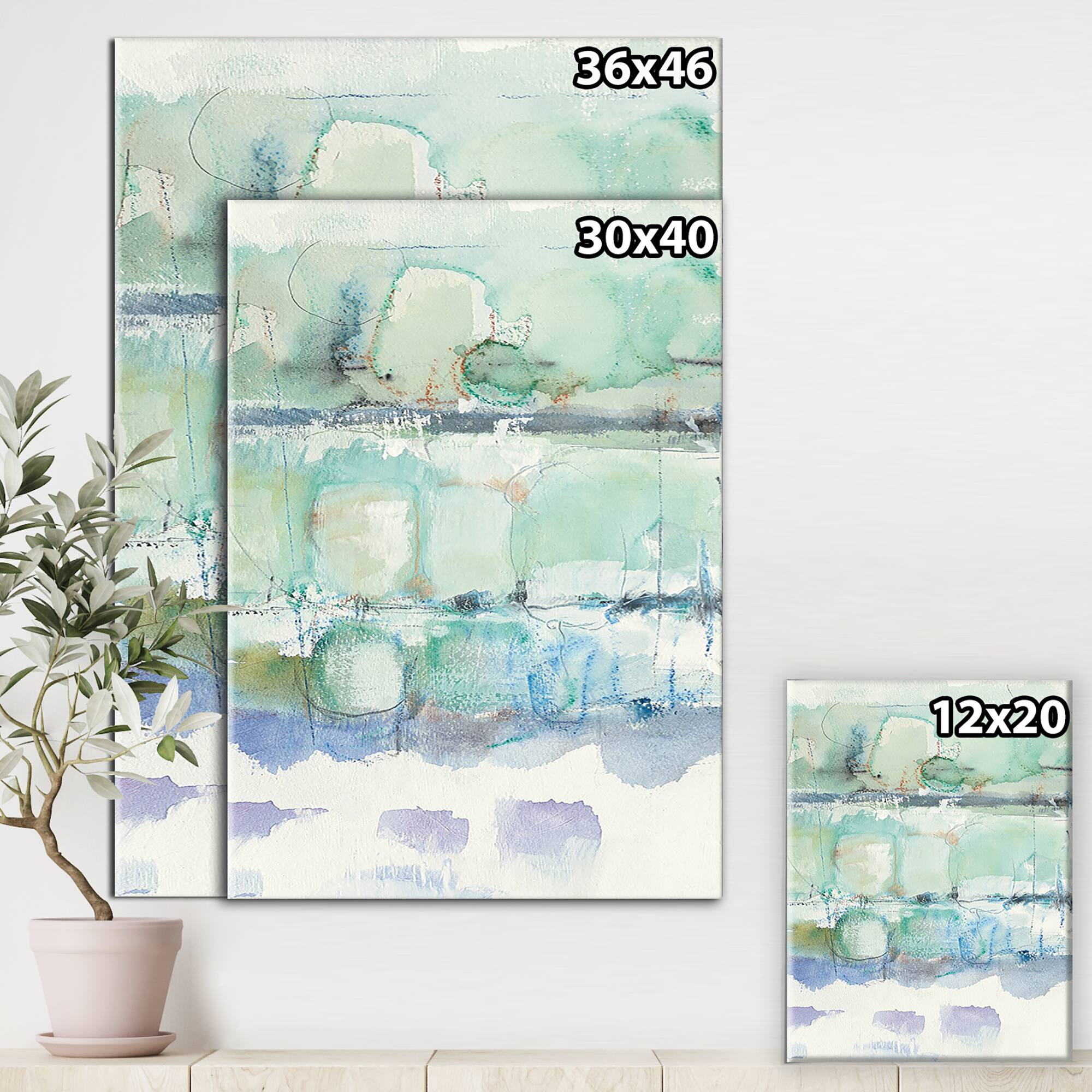 Designart - Blue Abstract Panel I - Geometric Canvas Art