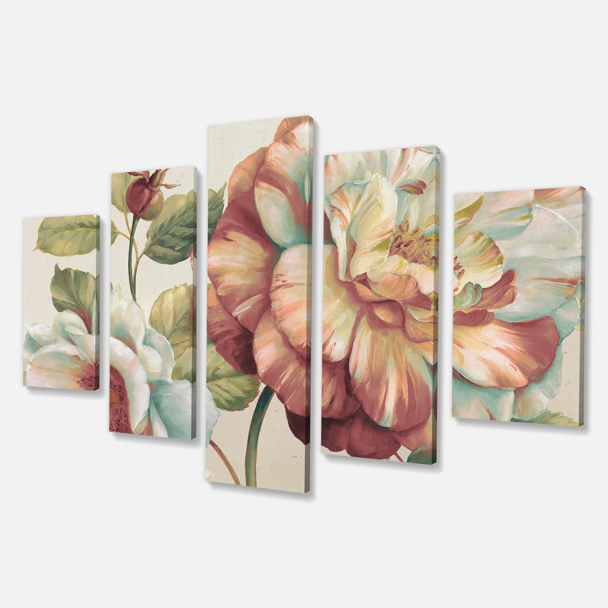 Designart - Romantic Dark Rose Blossing Flowers - Floral Premium Canvas Wall Art