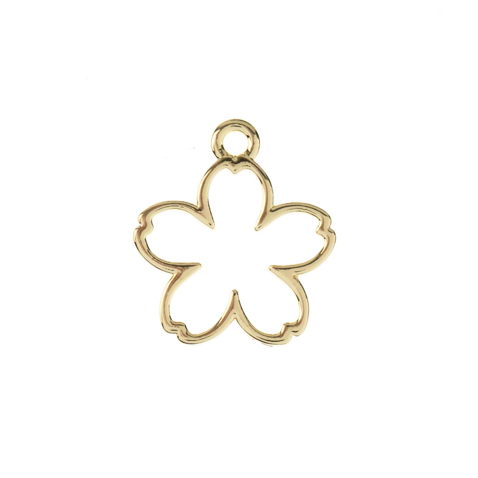John Bead Beadwork Findings Gold Five Petal Flower Pendant, 7ct.