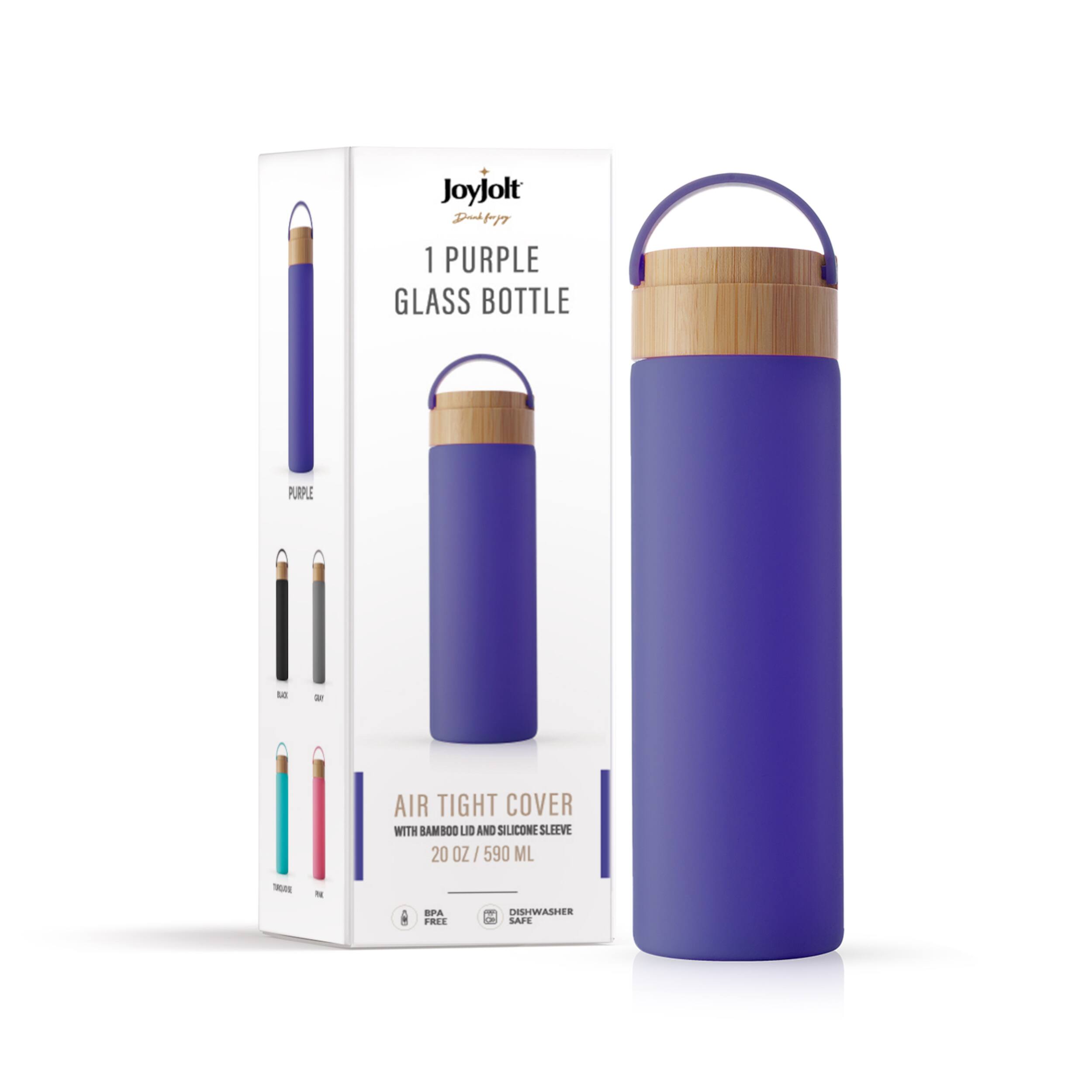 JoyJolt&#xAE; 20oz. Glass Water Bottle with Carry Strap &#x26; Non Slip Silicone Sleeve
