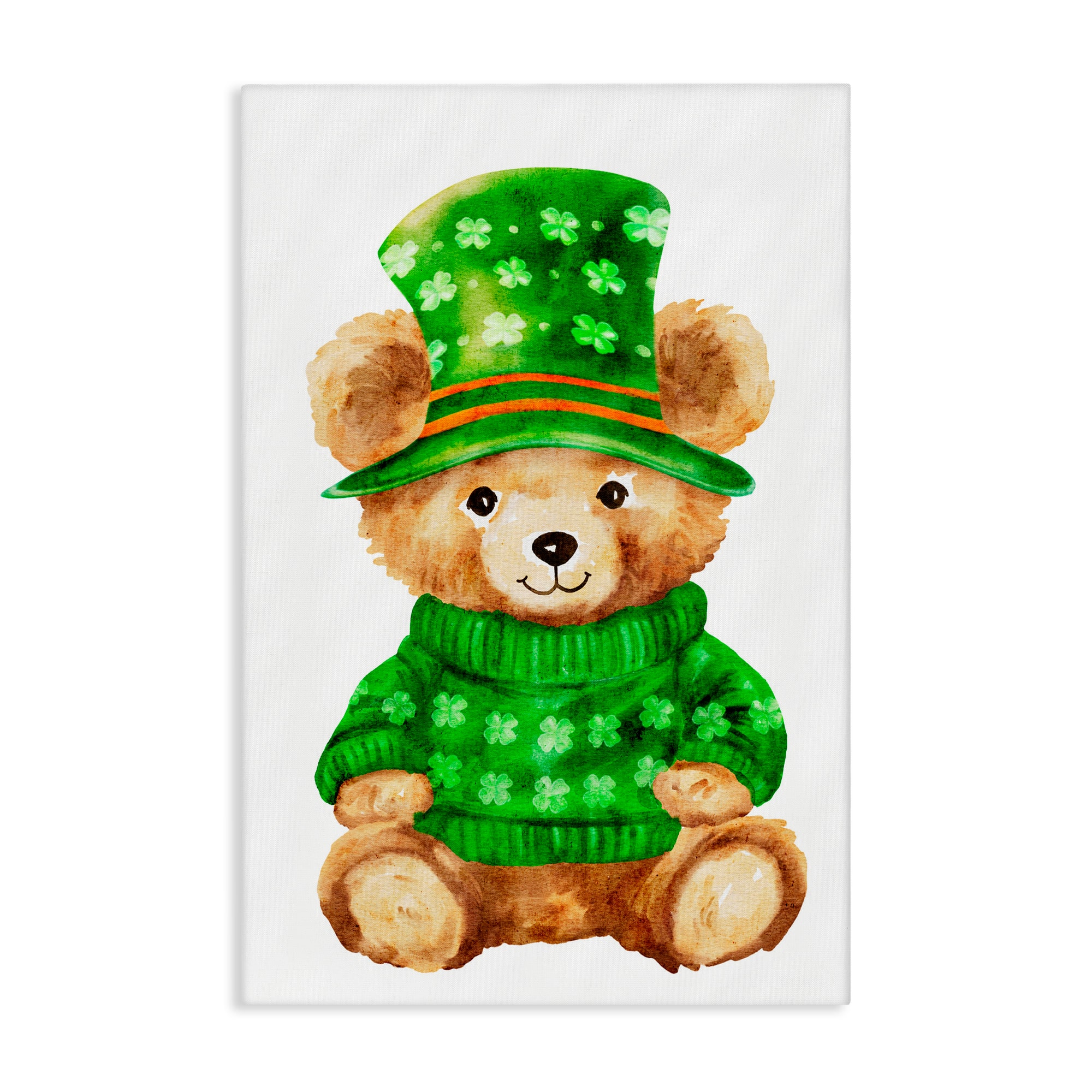 Stupell Industries St. Patty's Day Bear Canvas Wall Art