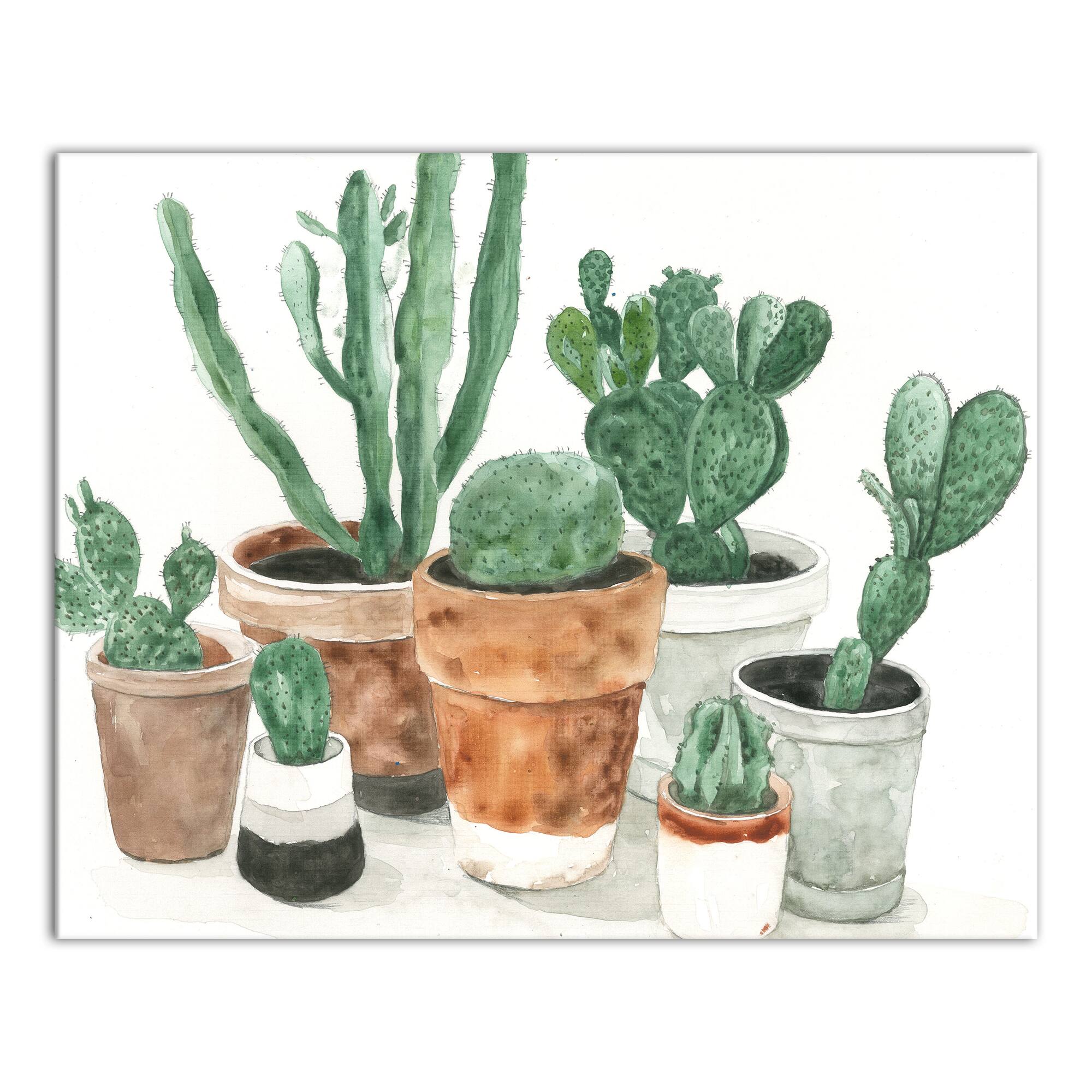 Cactus In Pots 20" x 16" Canvas Wall Art