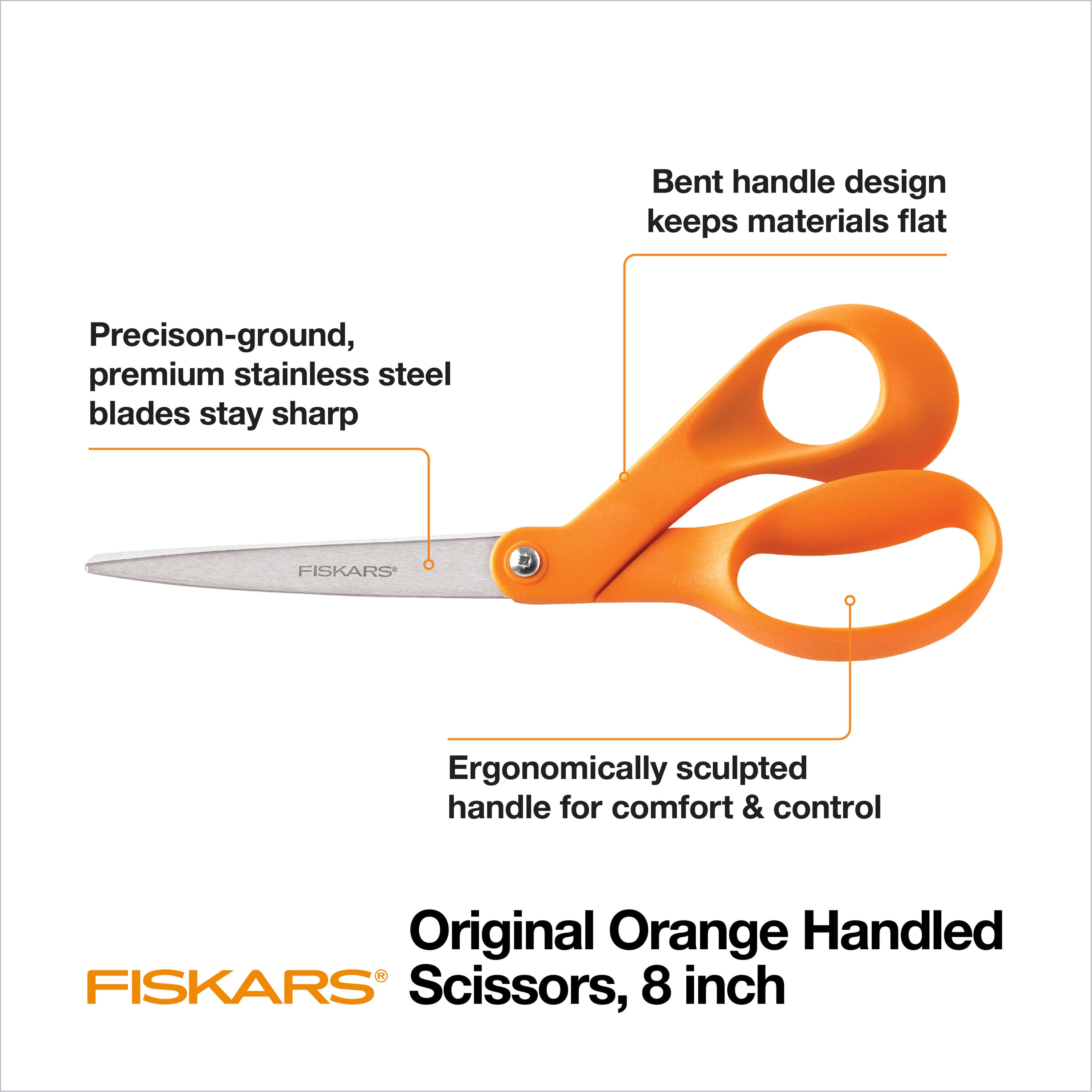 FISKARS Classic Original Orange Handled Right Handed Kitchen Scissors 18cm