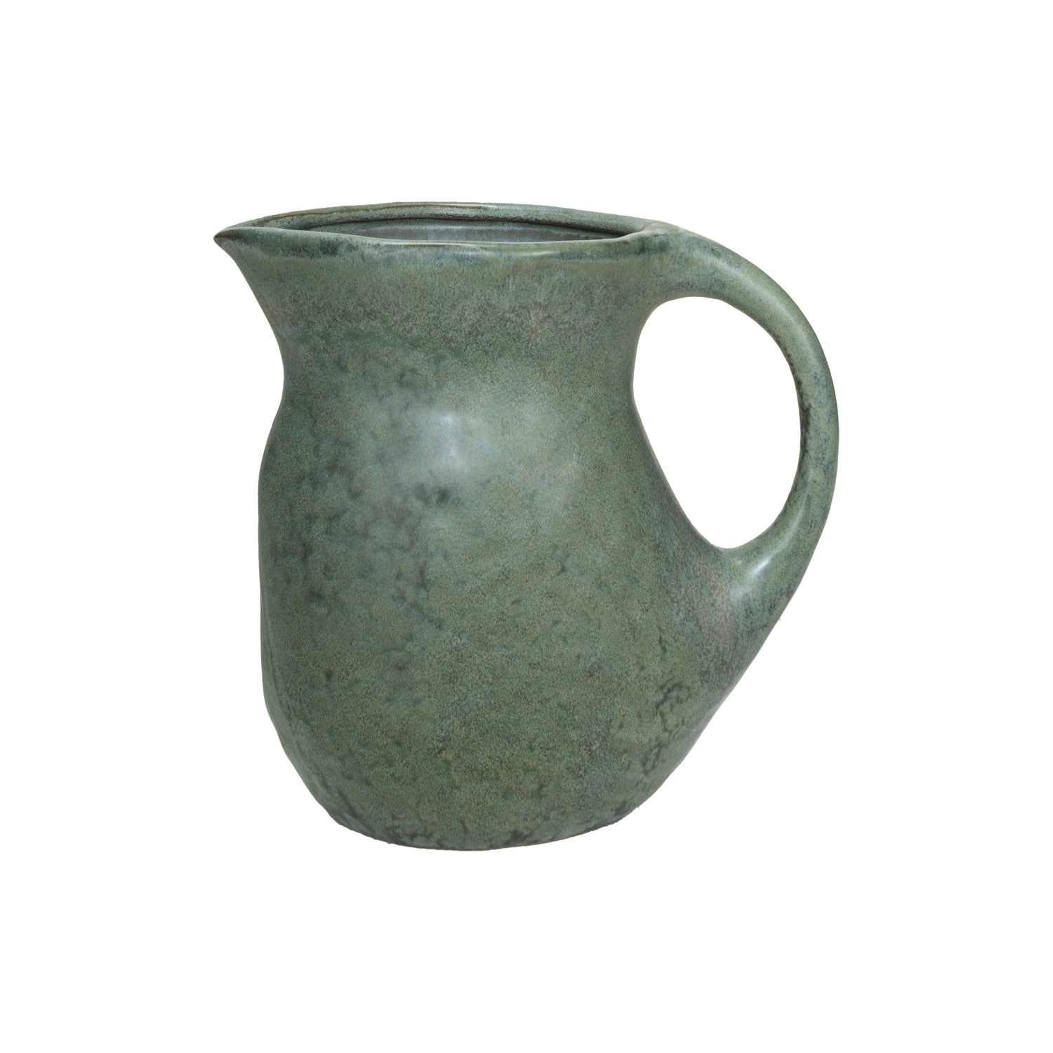 9&#x22; Matte Teal Round Stoneware Pitcher