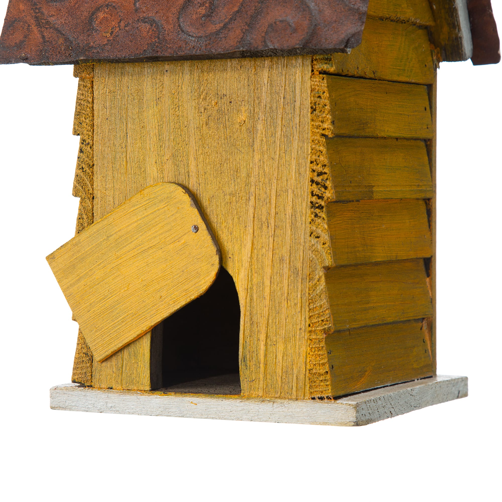 Glitzhome&#xAE; 12&#x22; Retro Yellow Distressed Cottage Birdhouse