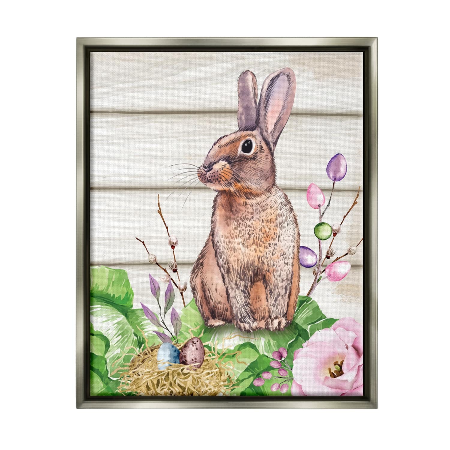 Stupell Industries Spring Flower Garden Country Rabbit Floater Framed Art