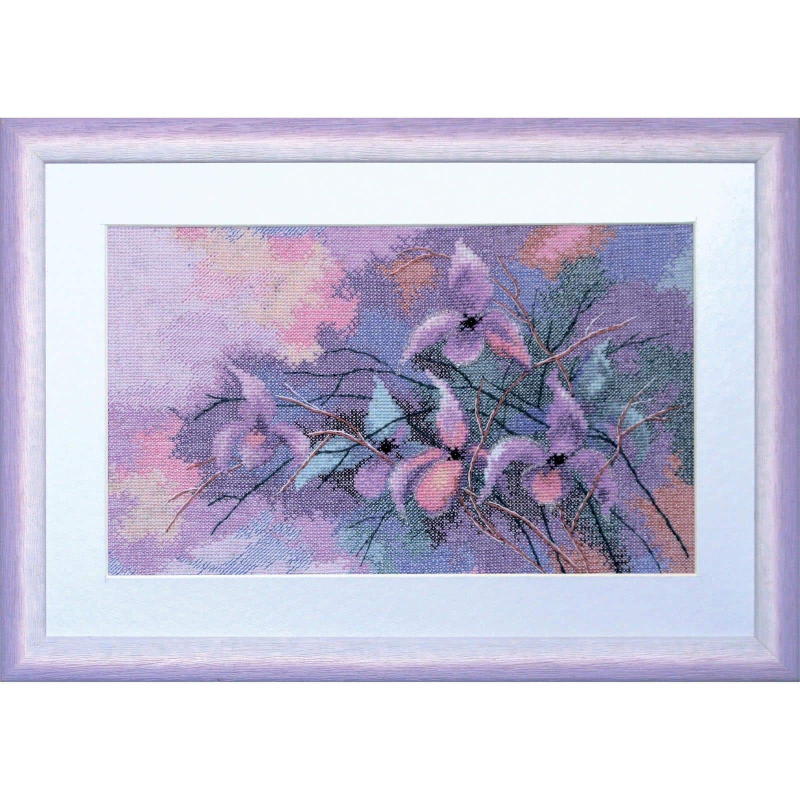 Charivna Mit Violet Flowers Cross Stitch Kit