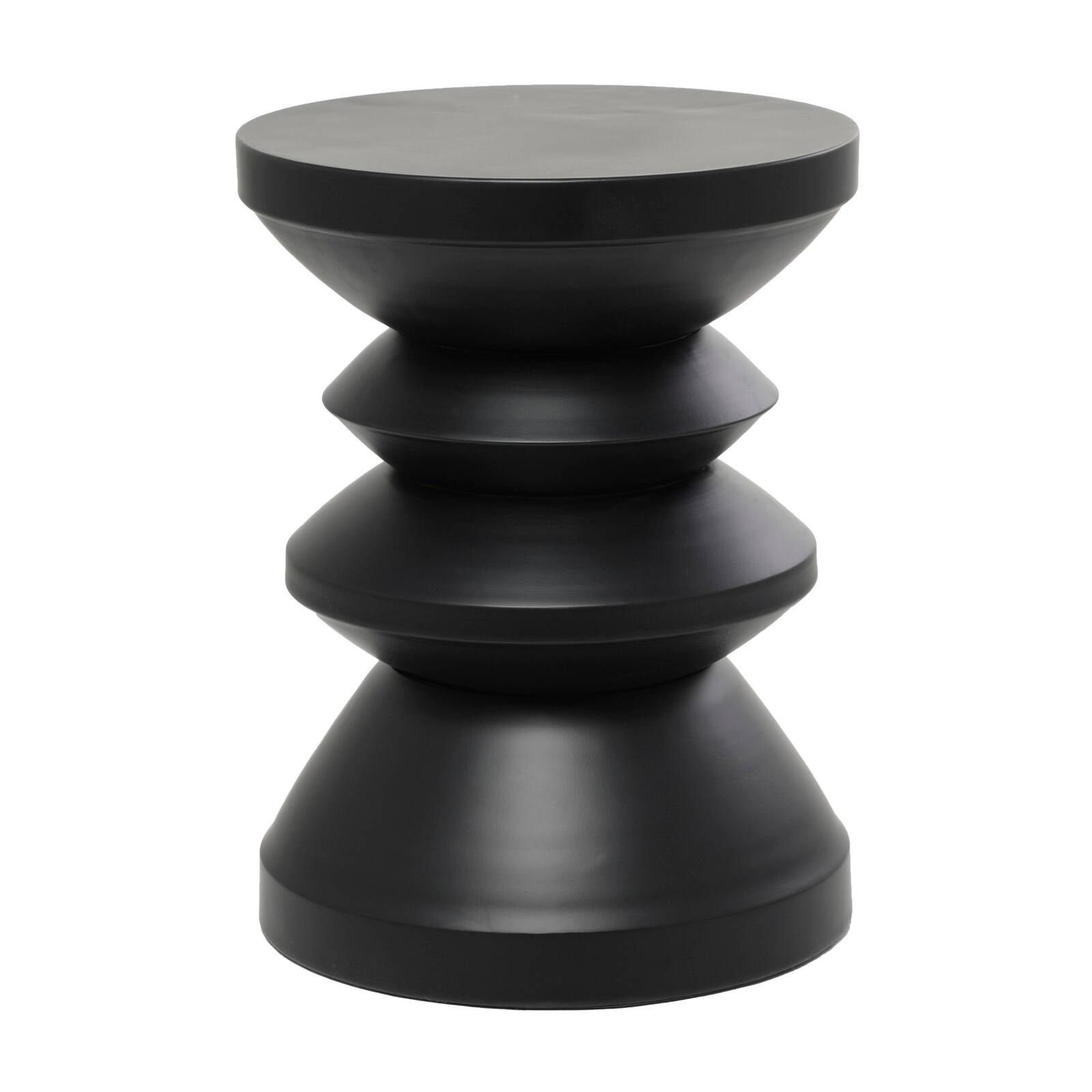 18&#x22; Black Metal Art Deco Inspired Accent Table
