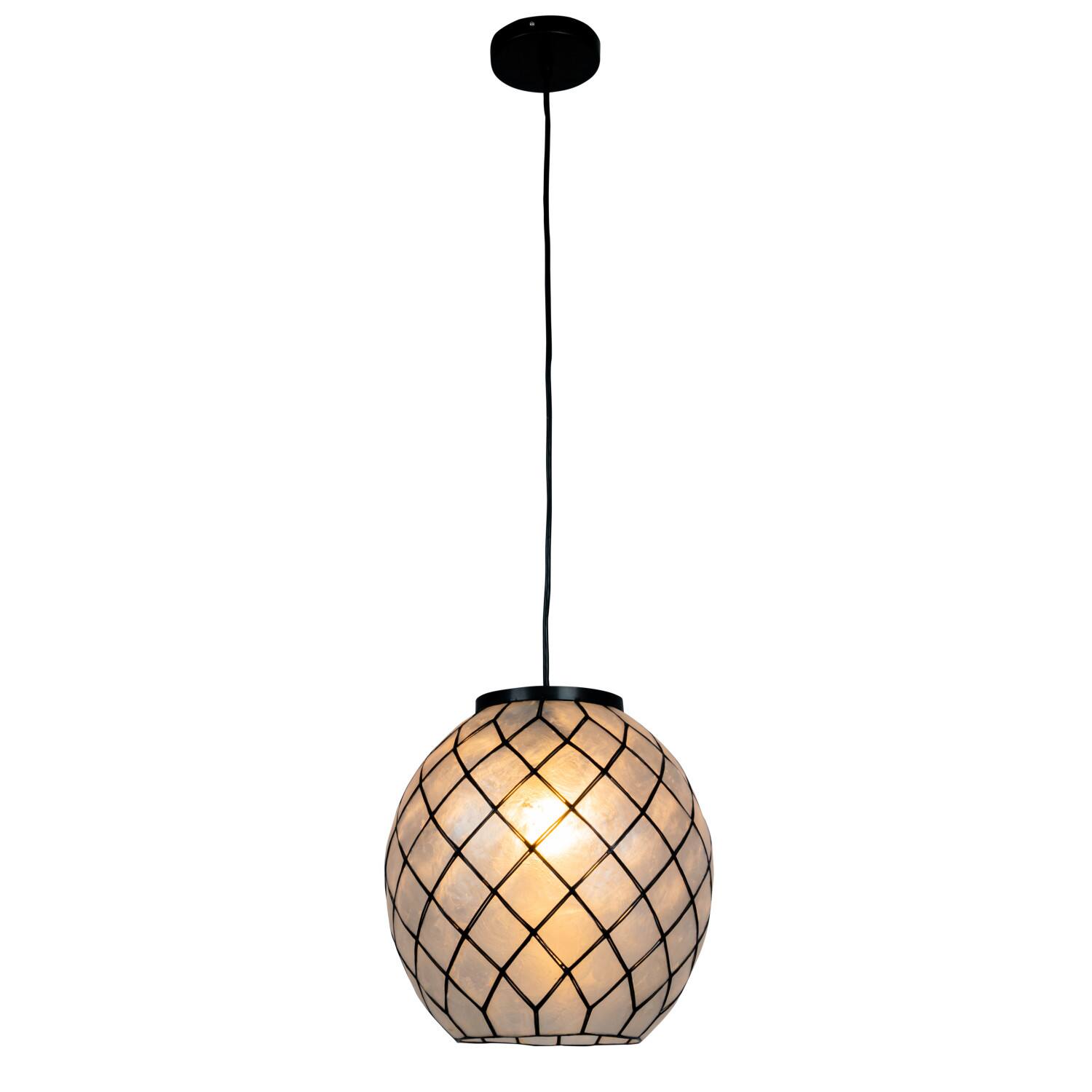 Hello Honey&#xAE; Marina Natural Capiz &#x26; Metal Orb Pendant Ceiling Light