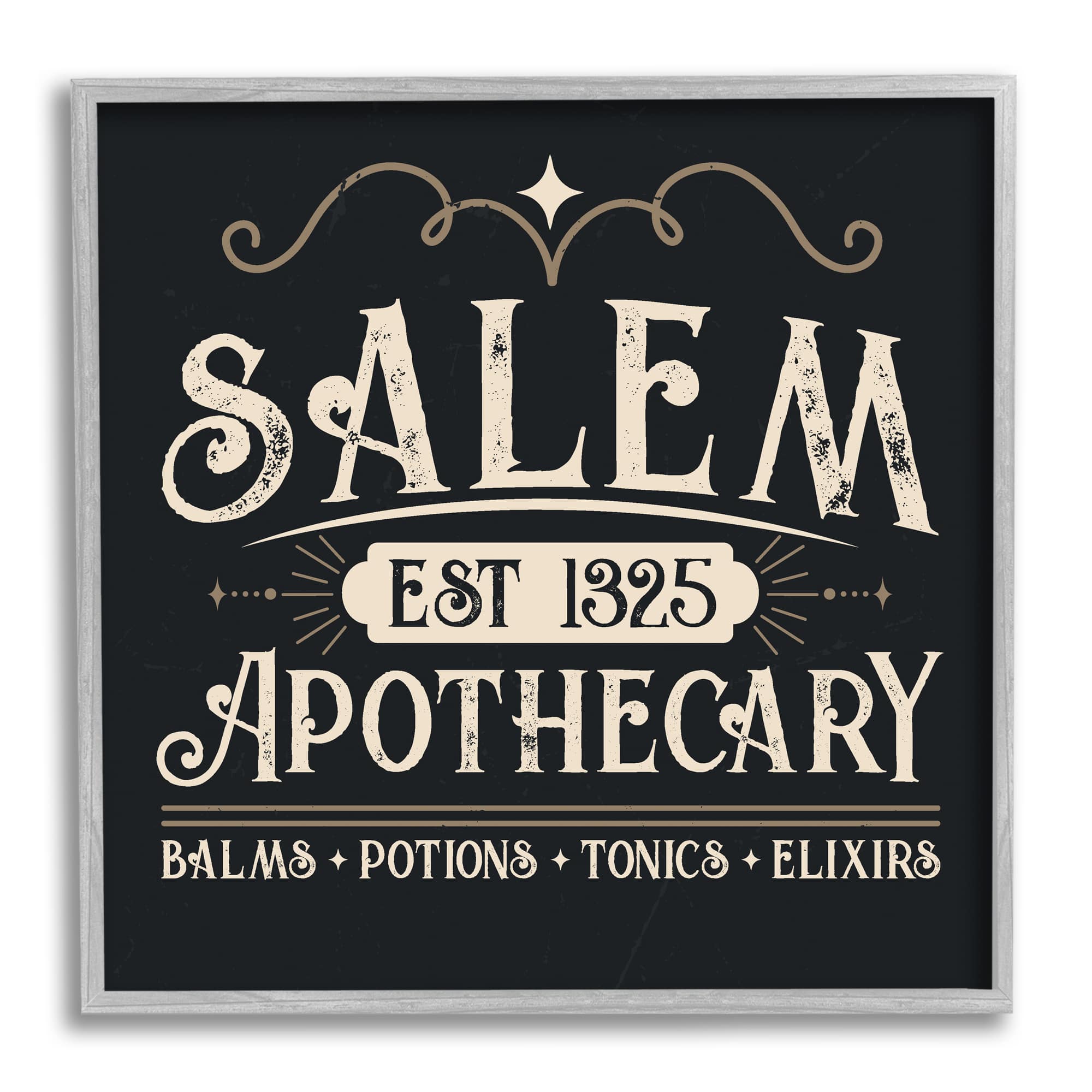 Stupell Industries Salem Apothecary Vintage Witch Sign Square Framed Giclée Wall Art